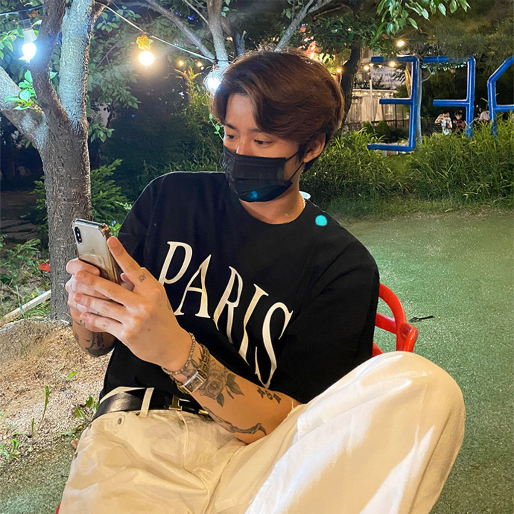 Áo thun nam form rộng ATD163 tay ngắn cổ tròn vải cotton Miucho Man in Typography_thumbnail_4