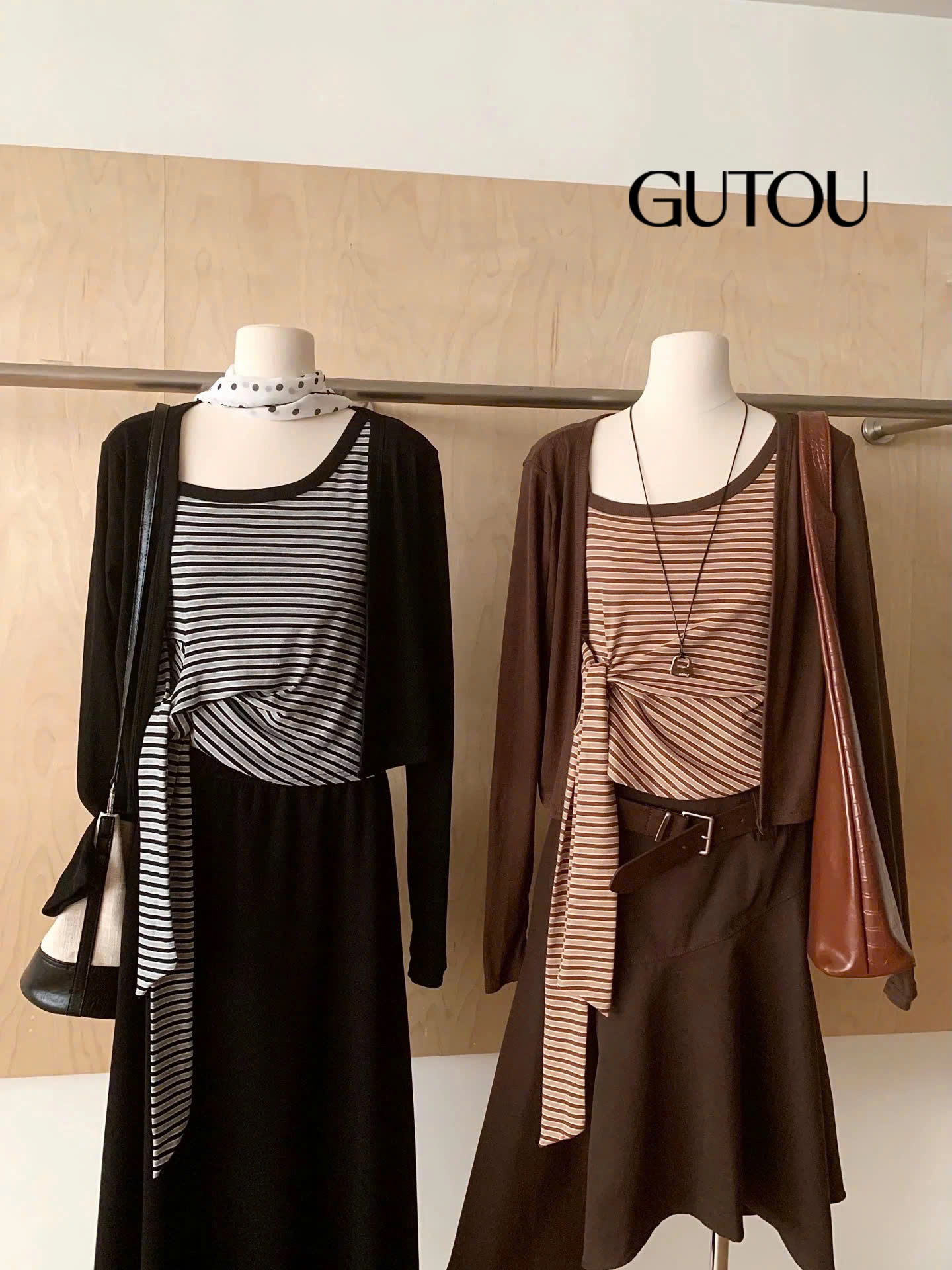 [ GUTOU ] Áo Hai Dây Mix Sọc Phối Áo Khoác Ngoài_thumbnail_5