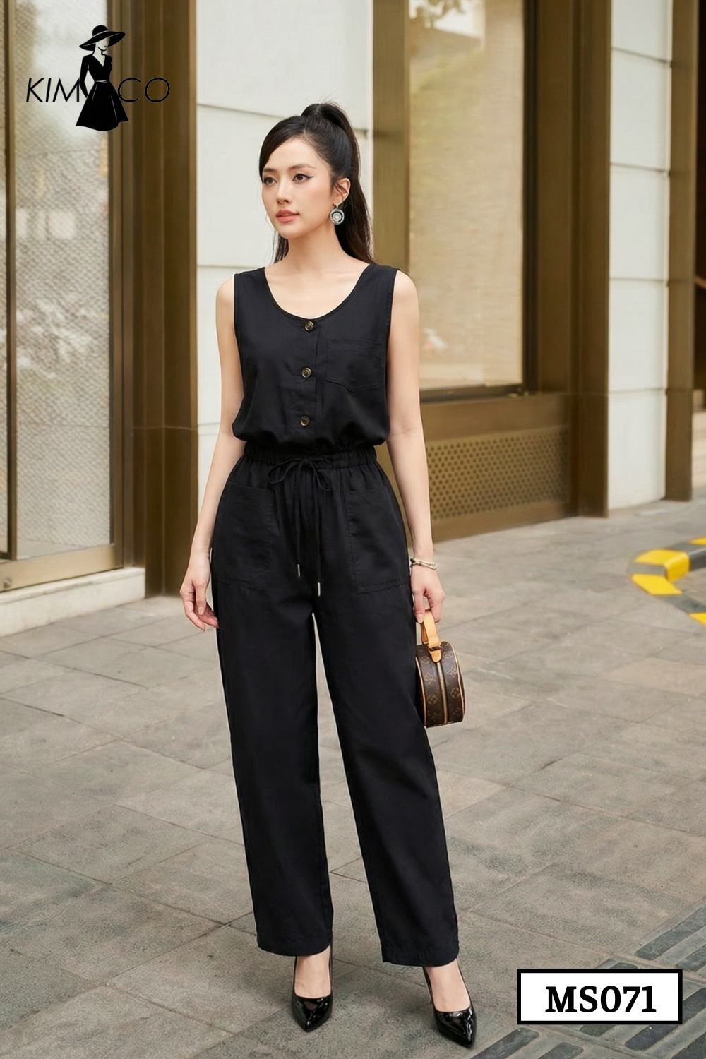 Set Linen Đen Tối Giản - MS071