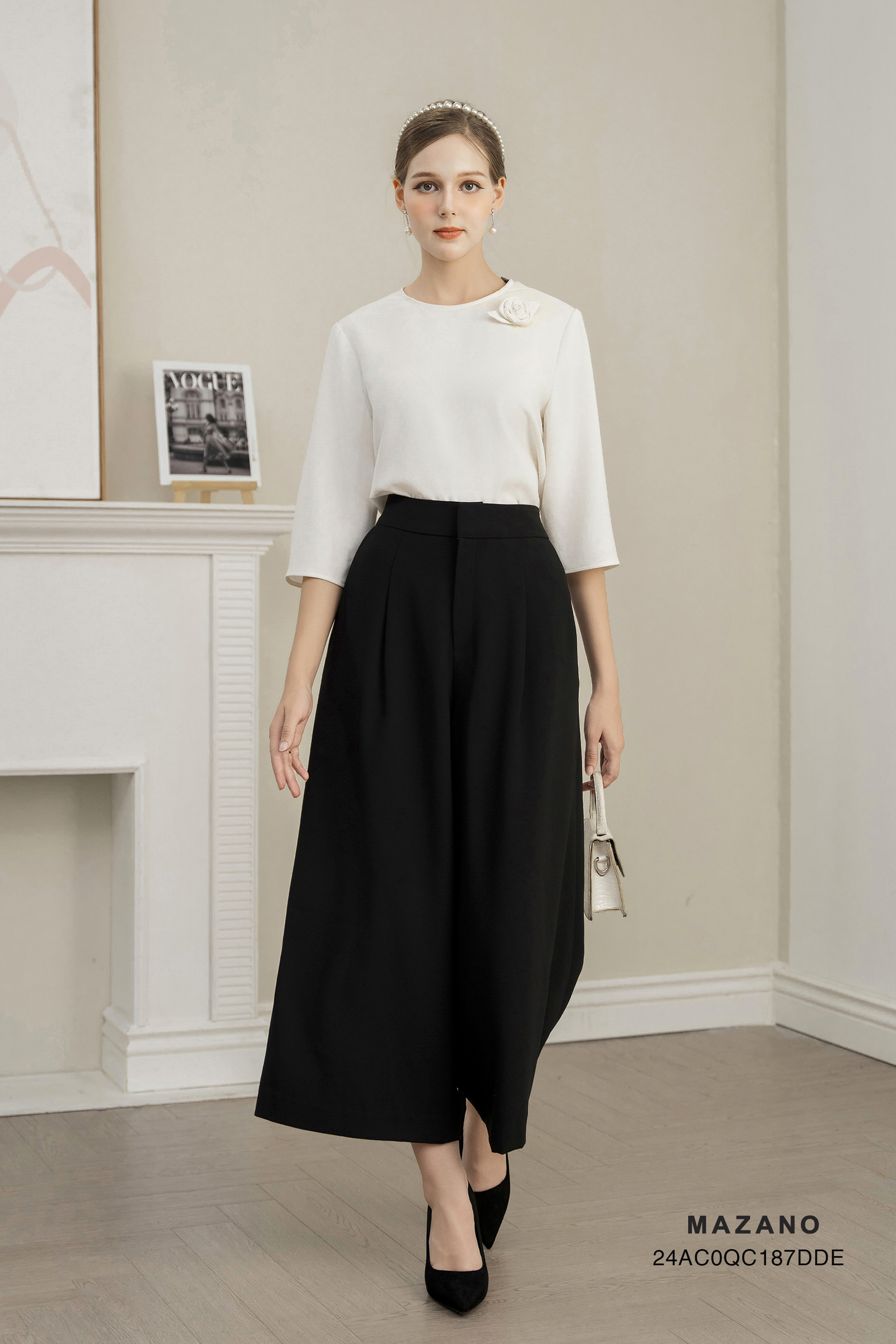 Quần Suông cạp tiêu chuẩn vải Tuytxi dày màu đen_thumbnail_2