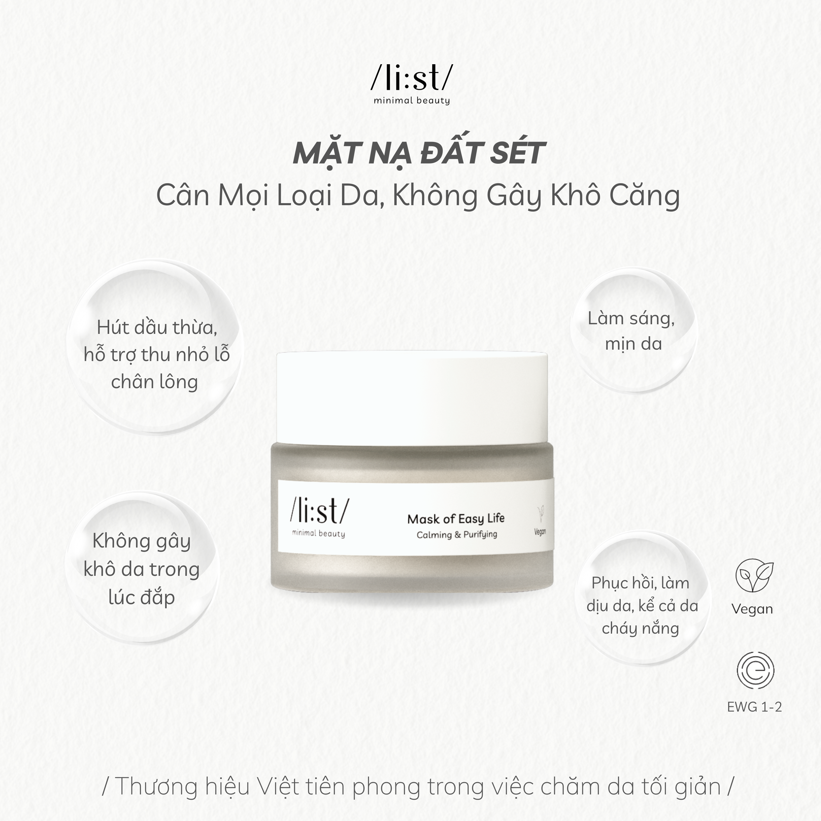 Mặt Nạ Đất Sét Tảo Biển Li:st Hút Dầu Thừa, Phục Hồi, Cân Bằng Vi Sinh Và Không Gây Khô Căng Mask of Easy Life 30g_thumbnail_2