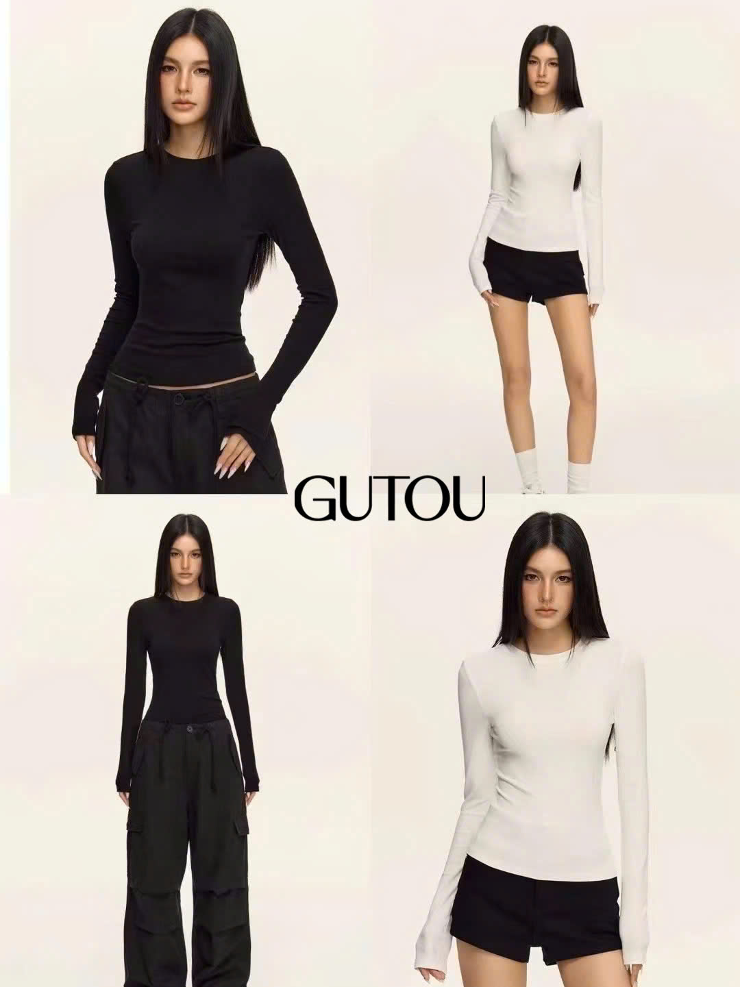[ GUTOU ] Áo Thun Ôm Body Minimal Style