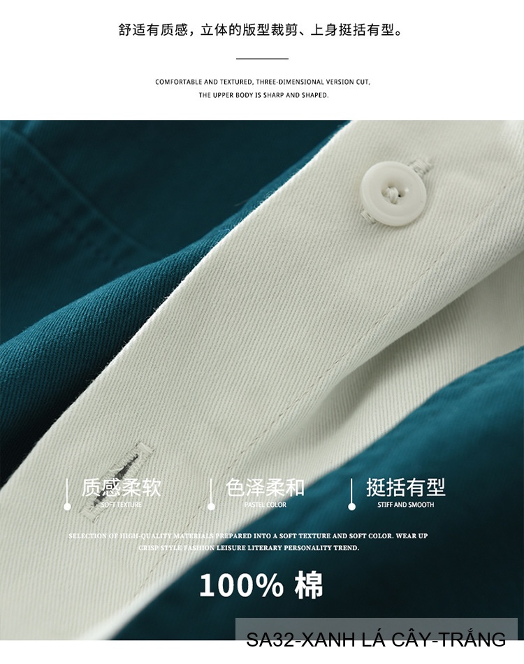 SA32 - Áo sơ mi nam phối màu tay ngắn phong cách Hàn Quốc, chất cotton 100%, dáng lỏng thoải mái_thumbnail_7