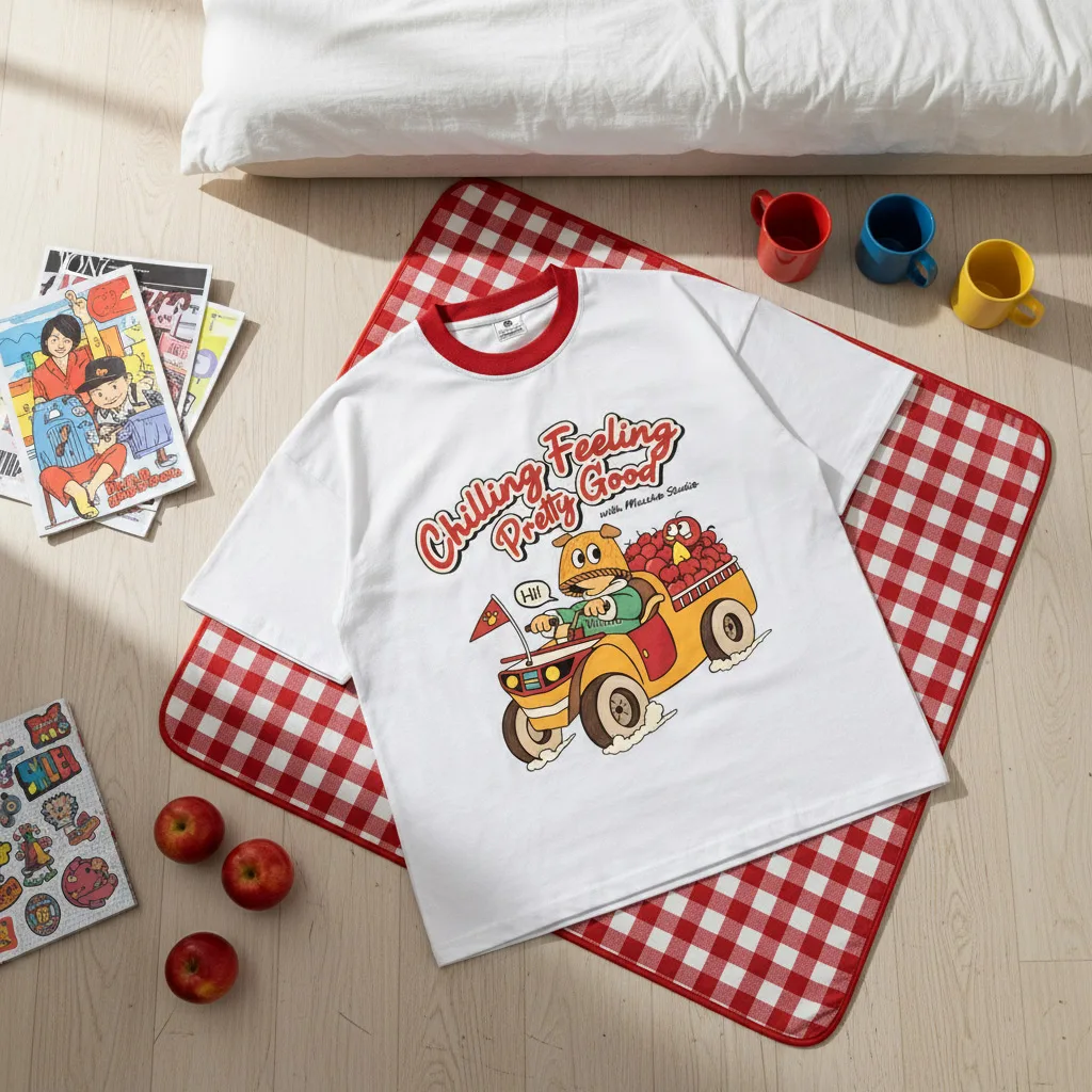 Áo thun boxy nam nữ phối cổ đỏ Miucho 3154_thumbnail_7