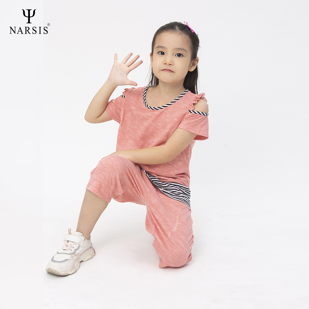 BỘ HÈ BÉ GÁI KM0017 NARSIS CHẤT LIỆU THOÁNG MÁT, DỄ CHỊU, THOẢI MÁI CẢ NGÀY, DỄ VẬN ĐỘNG_thumbnail_3