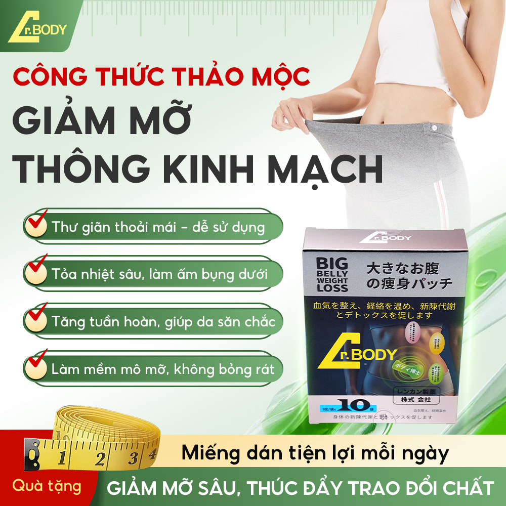 MIẾNG DÁN DR.BODY NHẬT BẢN HỖ TRỢ GIẢM MỠ VÙNG BỤNG, ĐÙI, BẮP TAY, THÀNH PHẦN THẢO MỘC TỰ NHIÊN_thumbnail_8