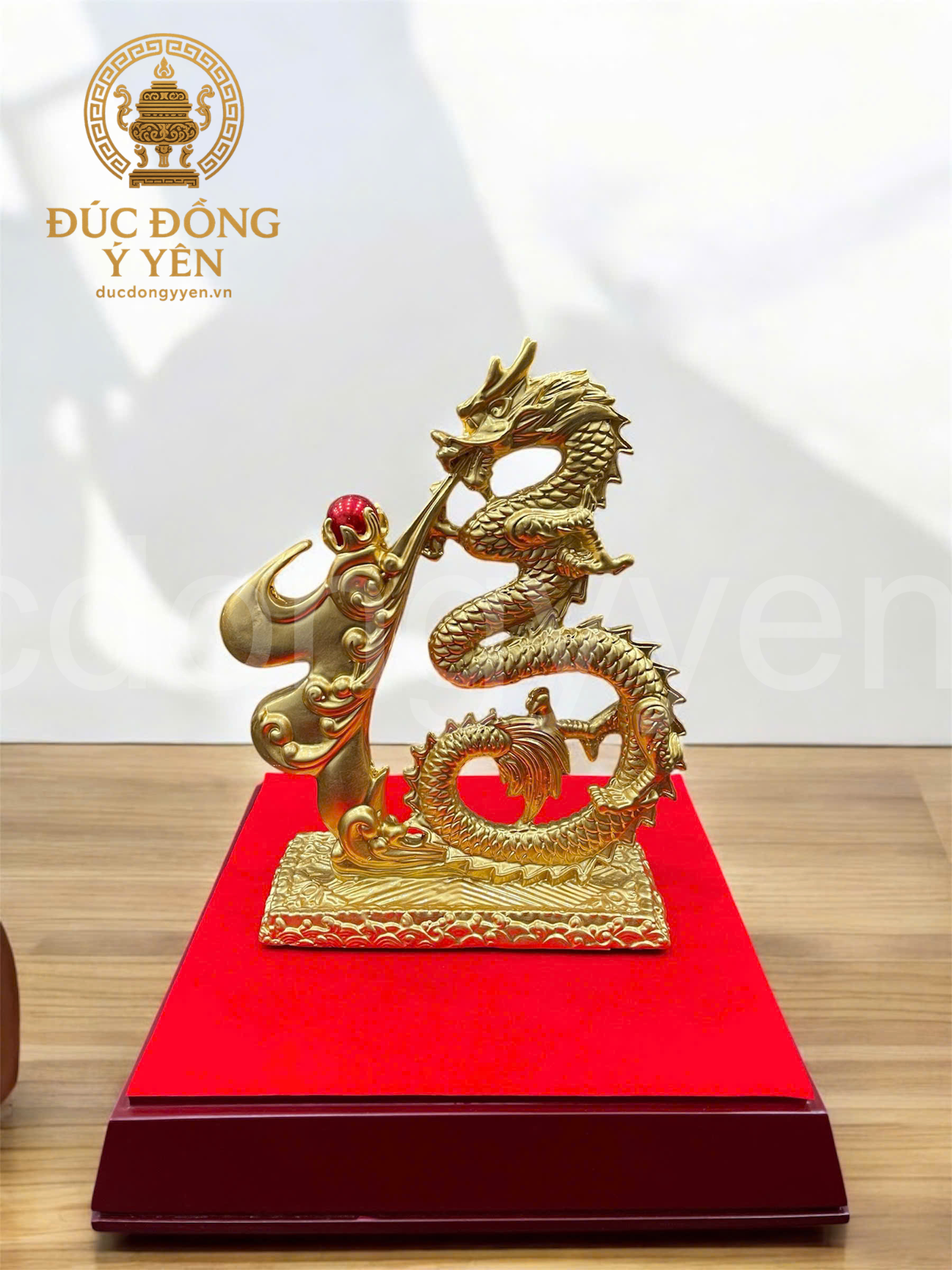 Tượng rồng chữ phúc  thiếp vàng 9999