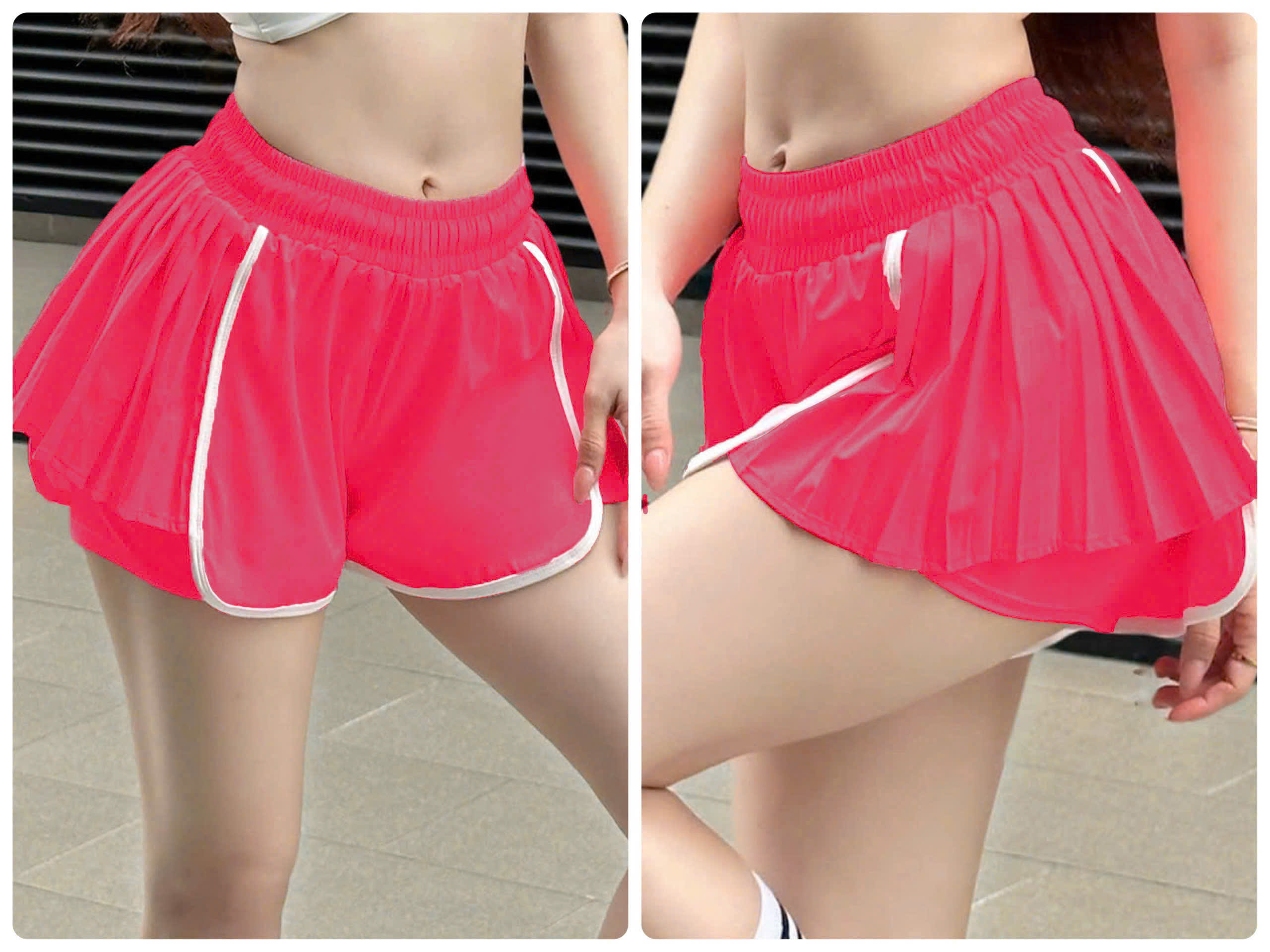 Quần Đùi Thể Thao Nữ Boxer 2 Lớp Xếp Li 2 Bên Phối Viền_thumbnail_16