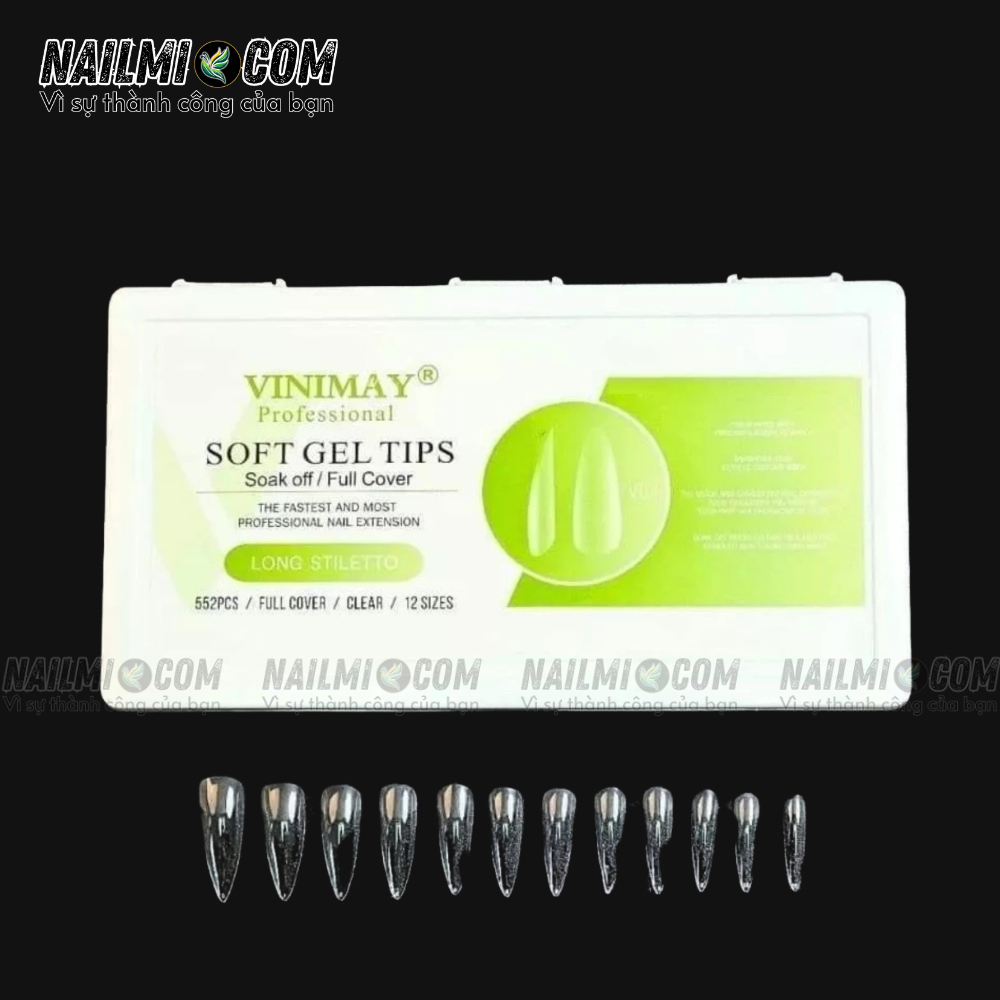 Móng úp - Fom nhọn dài - màu trong - Vinimay V04 - có nhám