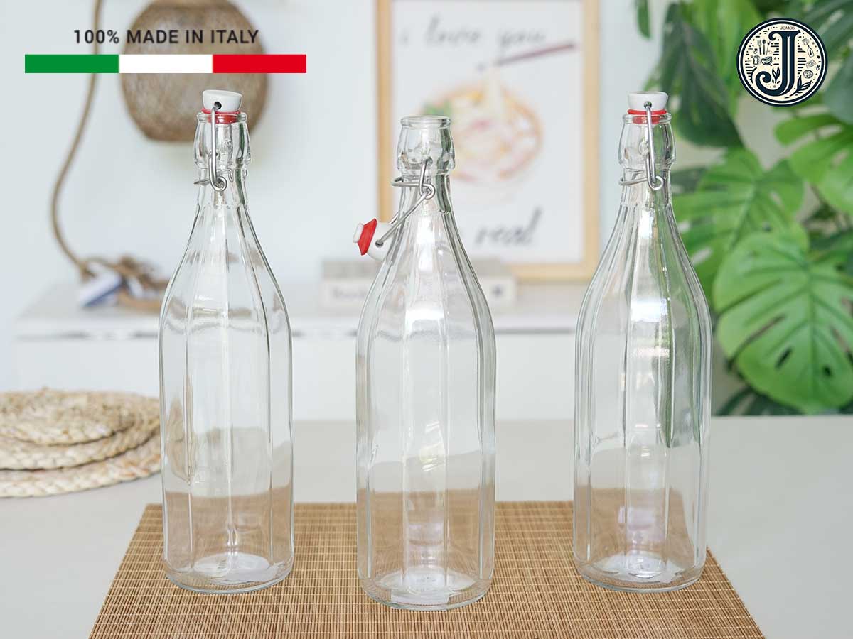 Chai thủy tinh đựng nước trong suốt nắp cài kín hơi Oxford TT.C004