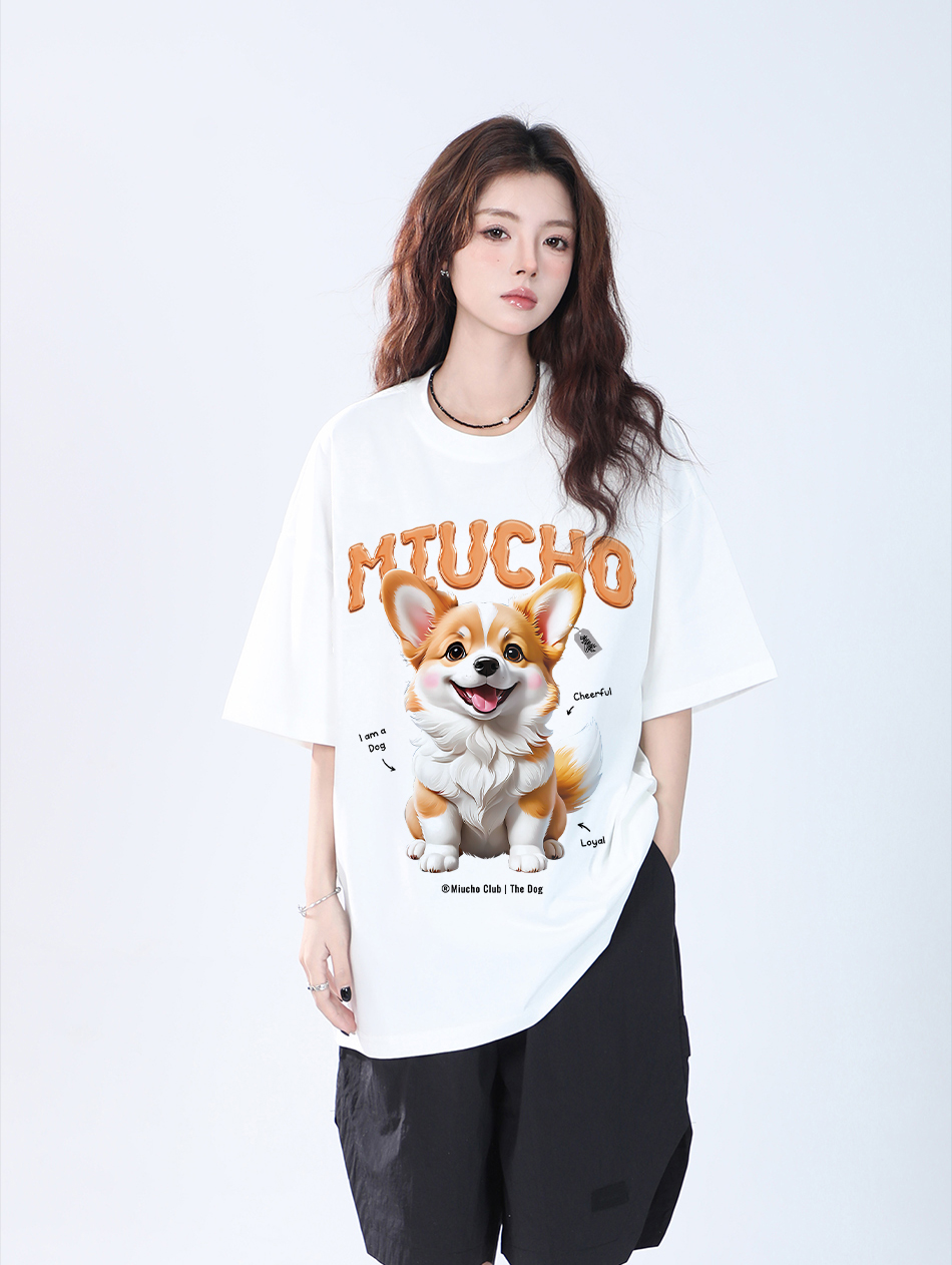 Áo thun form rộng 12 con giáp tuổi Tuất ATD1237 Miucho tay ngắn cổ tròn in mix_thumbnail_7