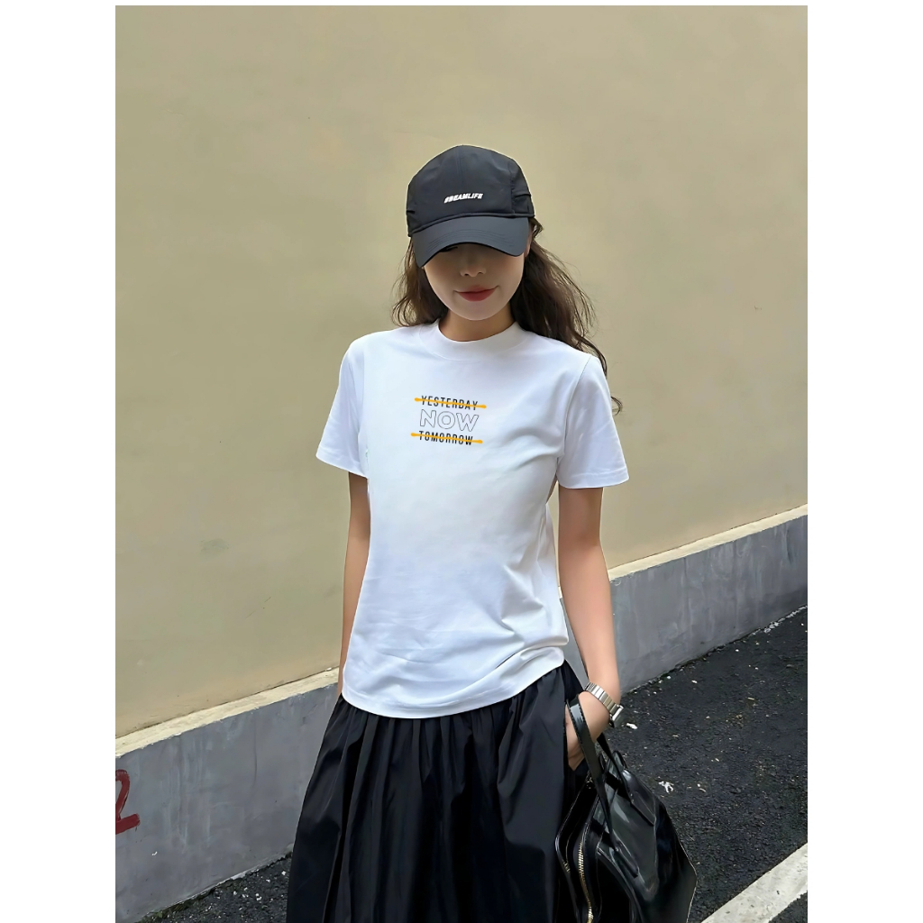 Áo Baby tee nữ NOW 2 màu trắng/đen chất cotton - Áo phông Baby tee nữ LOZA ET8243_thumbnail_1