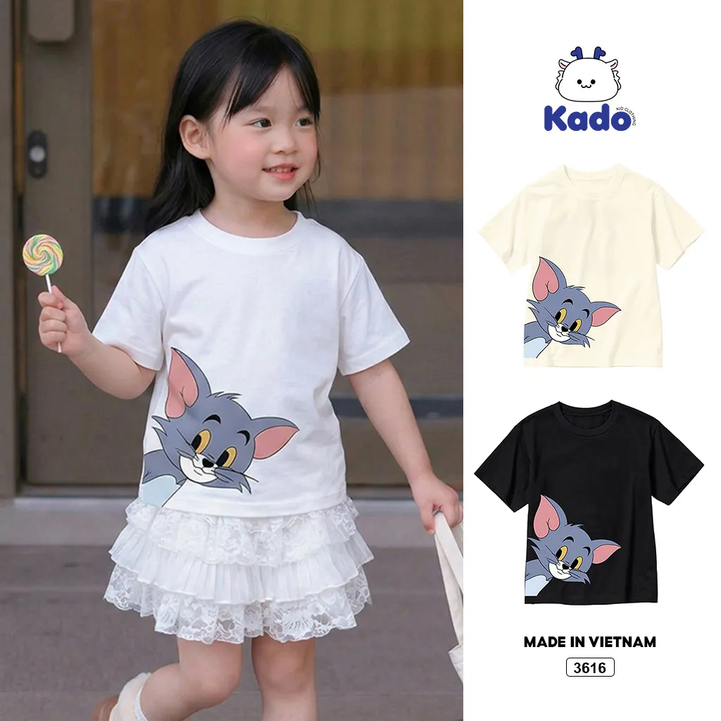 Áo thun bé trai bé gái hoạt hình Mèo Tôm Kado 3616