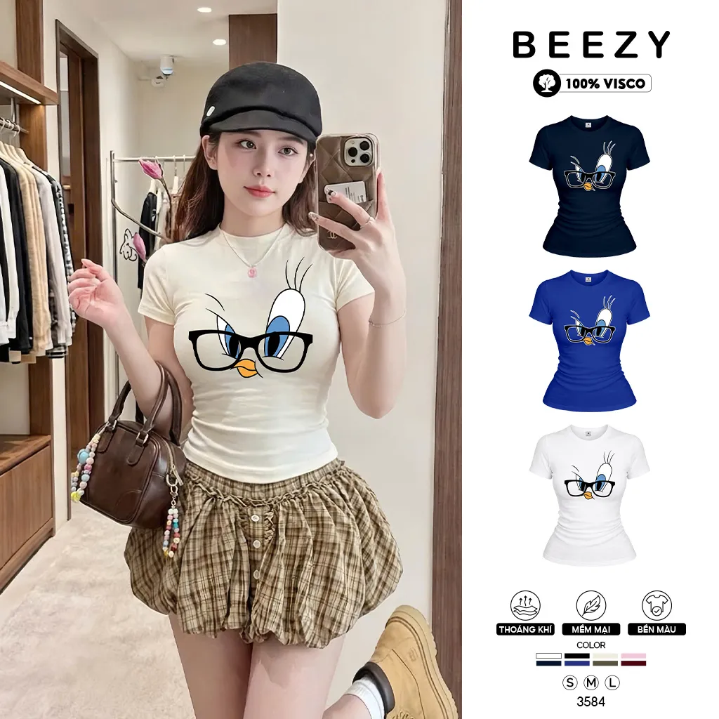 Áo baby tee form ôm slim fit hoạt hình Beezy 3584