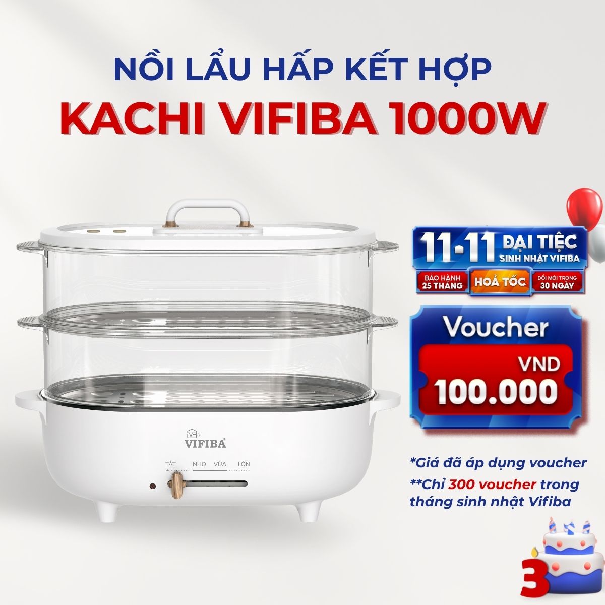 Nồi Lẩu Hấp Điện Kachi Vifiba 