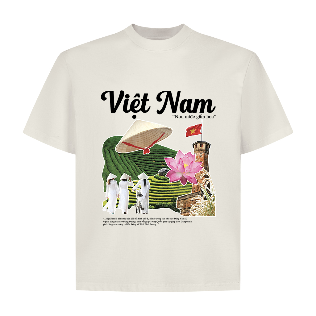 Áo phông local brand Việt Nam tôi yêu form boxy 2179 Miucho Club vải cotton 2c 250gsm cổ tròn in mix