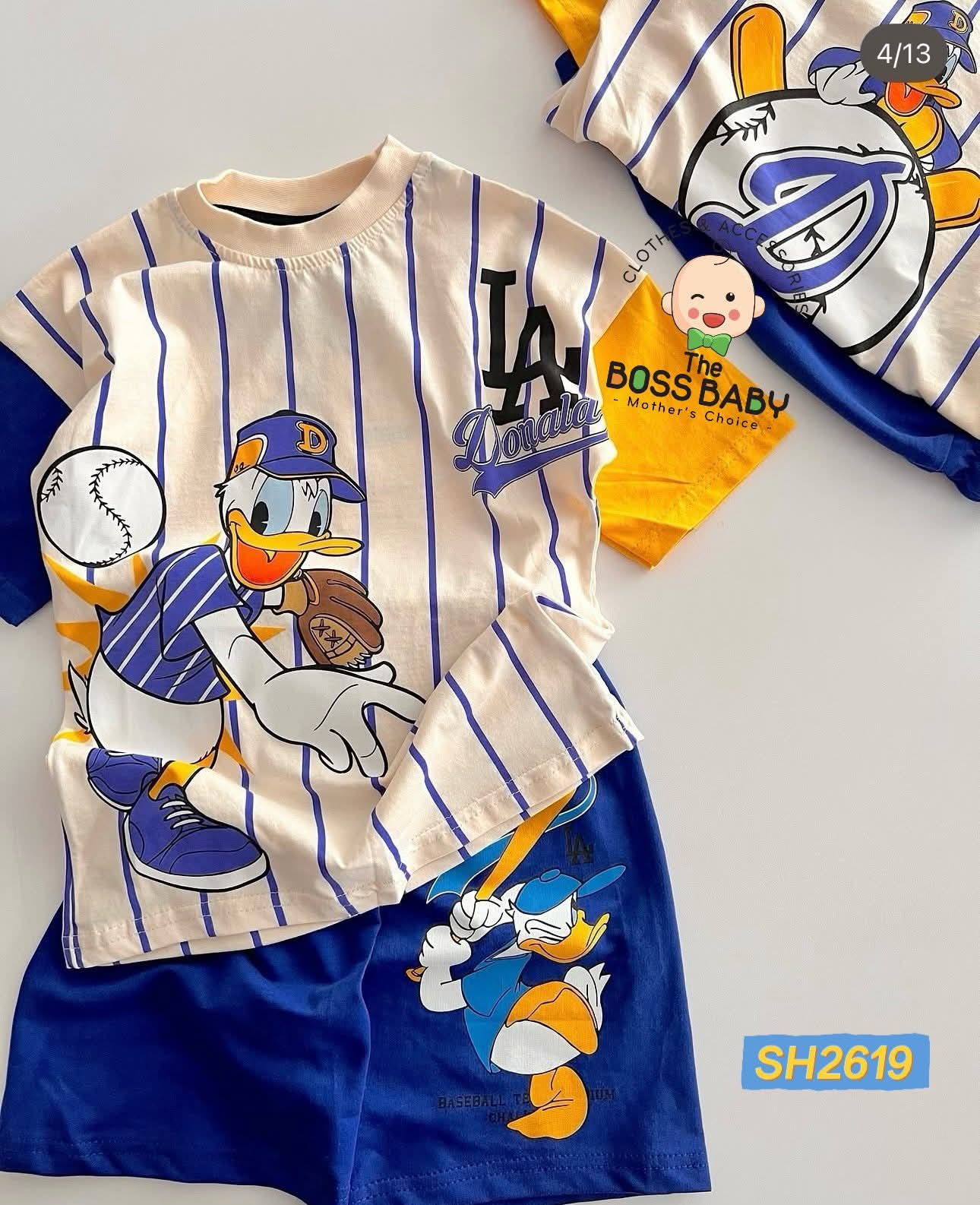Set bộ cotton be xanh vịt bóng chày
