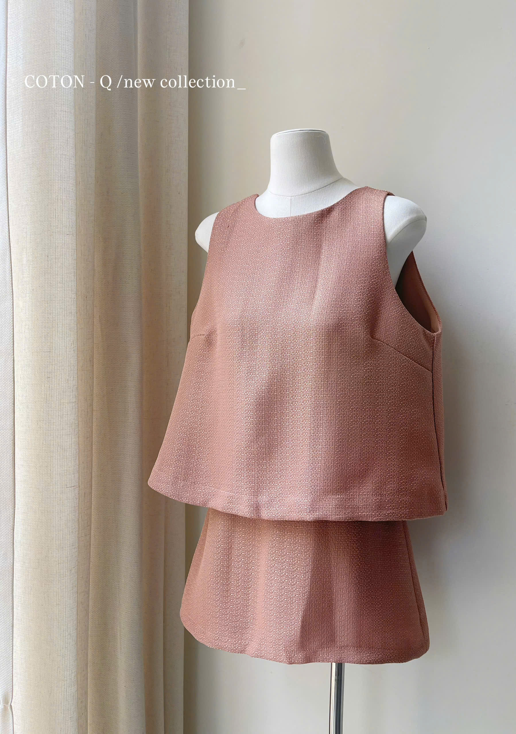 HJ187 Set áo cổ tròn + chân váy