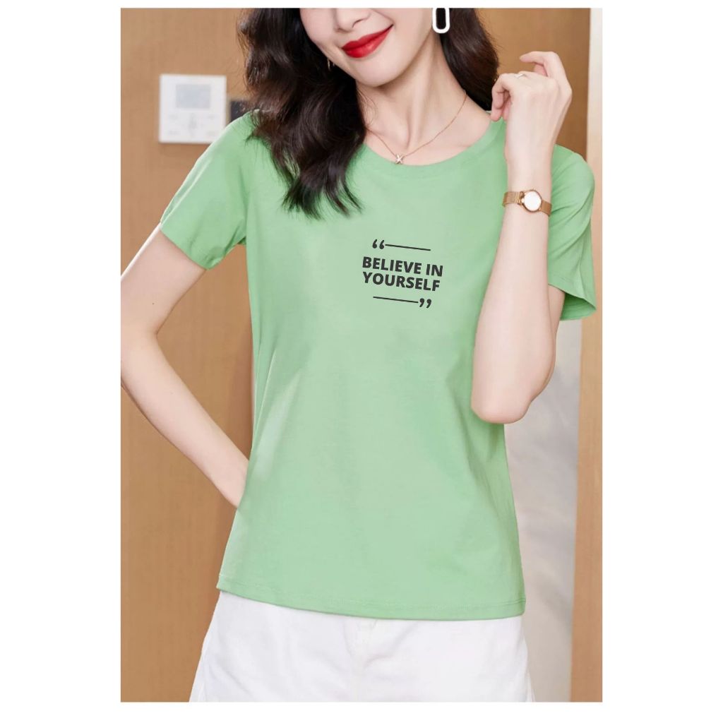 [Form Vừa] Áo thun nữ form vừa in BELIEVE IN YOURSELF - Áo phông nữ Loza VT7061_thumbnail_5