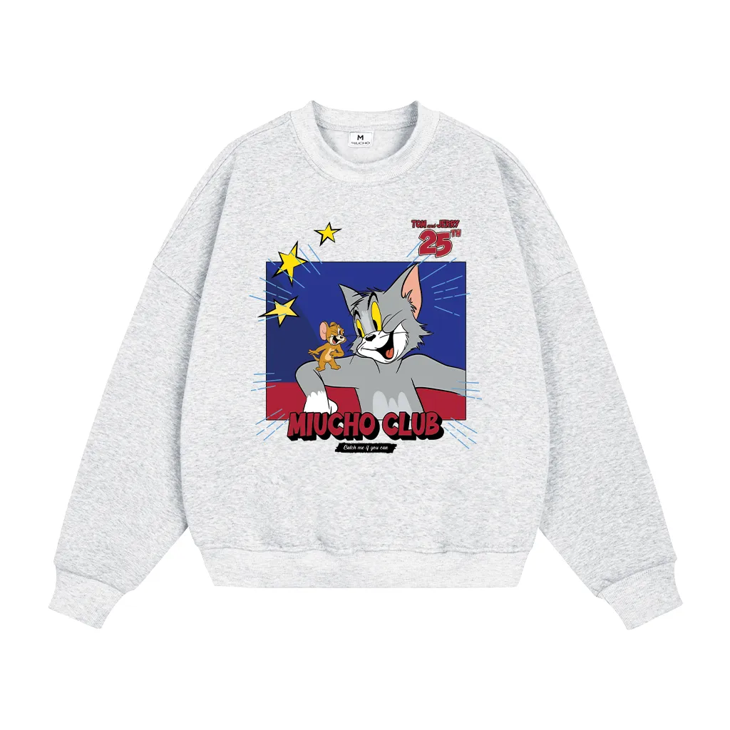 Áo Sweater boxy hình Tom & Jerry 2627 Miucho vải nỉ 2 da dày dặn thoáng mát tay dài cổ tròn in mix_thumbnail_0