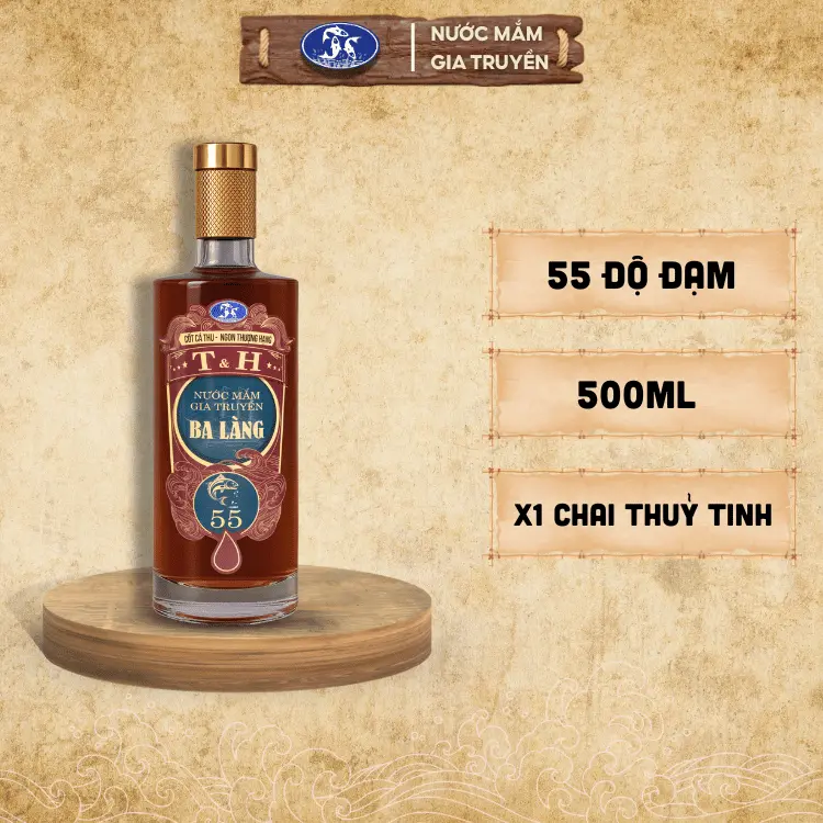 Nước mắm chắt Ba Làng T&H Cốt Cá Thu Thượng Hạng Chai 500ml