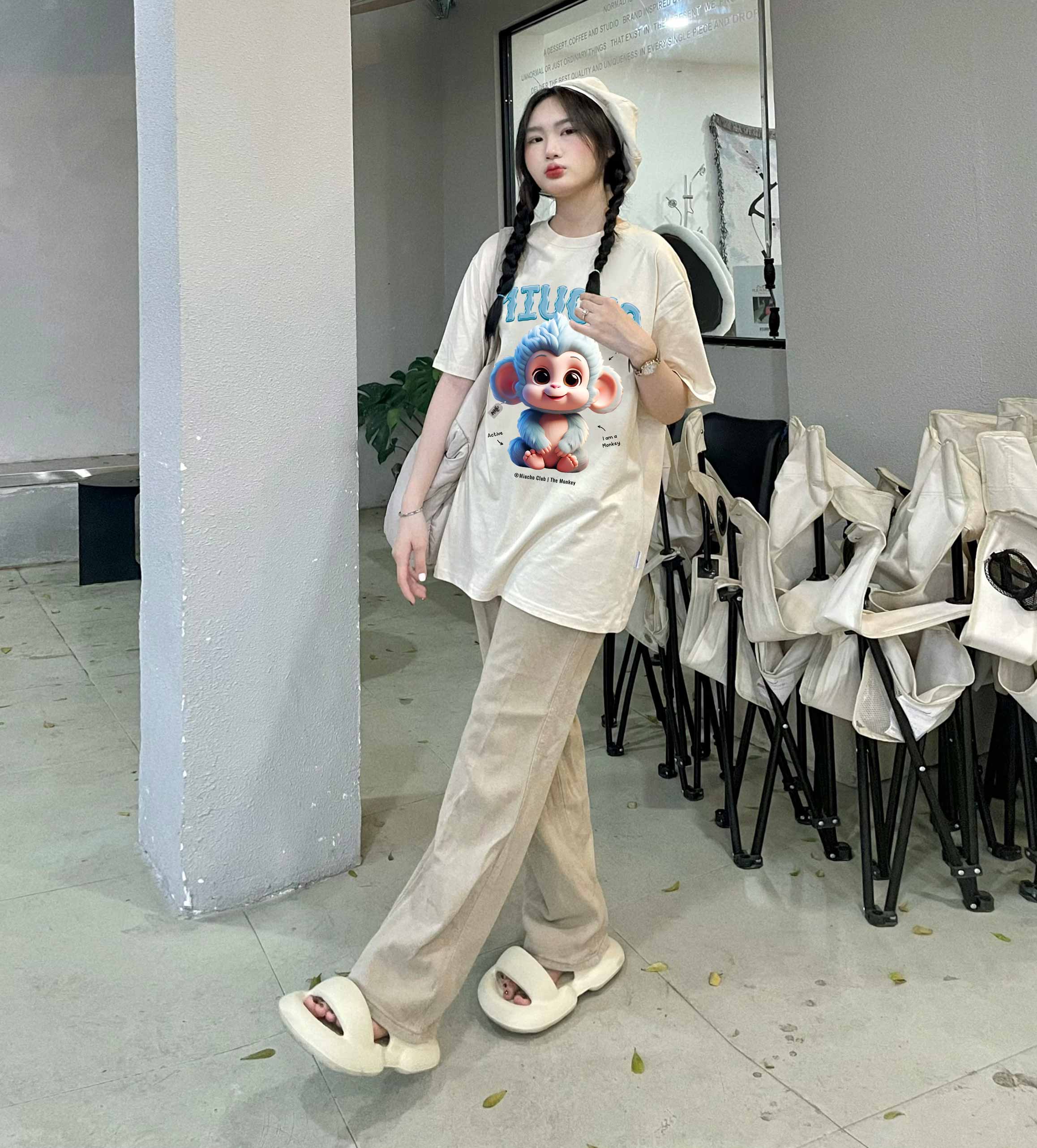 Áo thun form rộng 12 con giáp tuổi Thân (tuổi khỉ) ATD1243 Miucho tay ngắn cổ tròn in mix_thumbnail_6