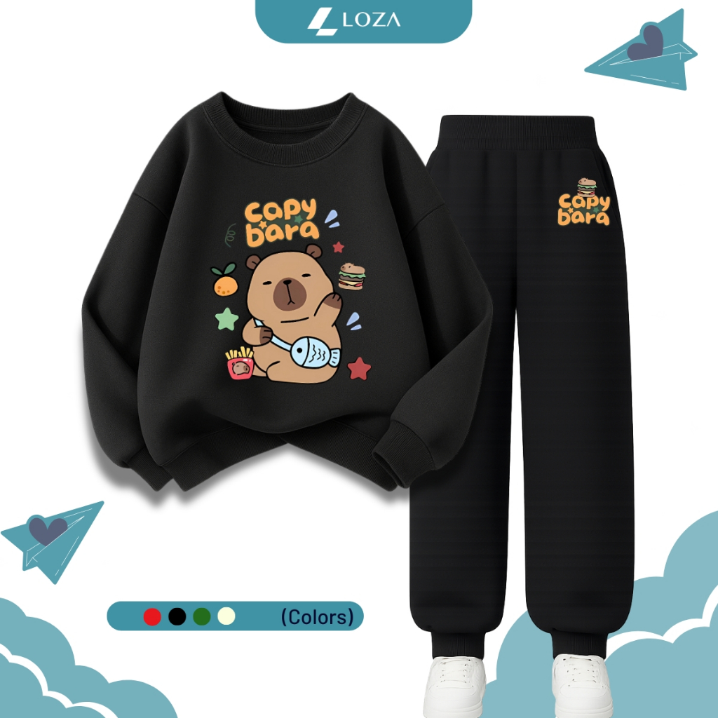 Set đồ nỉ cho bé trai, bé gái in hình Capbara - Loza Kids BI194