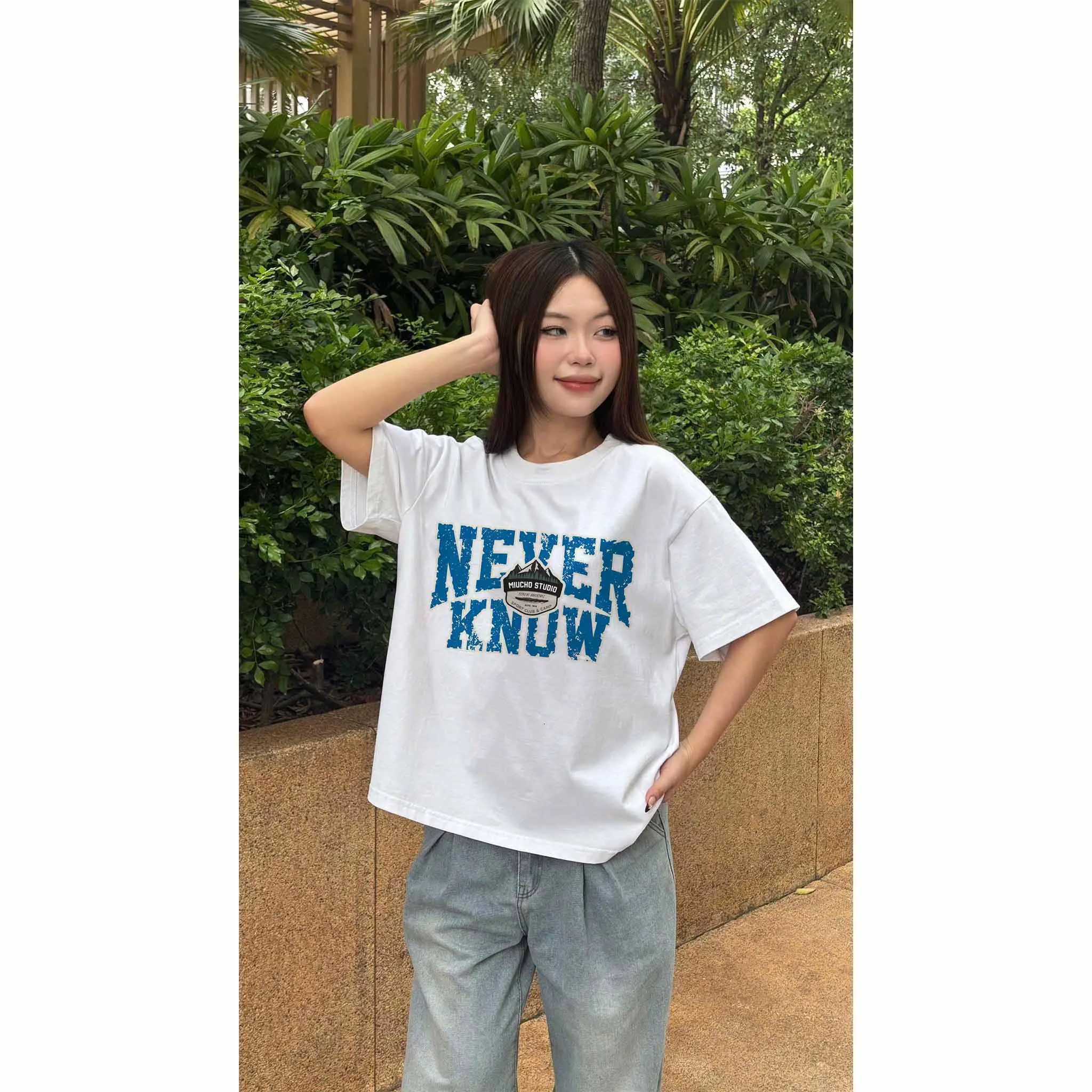 Áo thun boxy cặp đôi street style 2551 Miucho vải cotton thoáng mát tay ngắn cổ tròn in mix_thumbnail_4