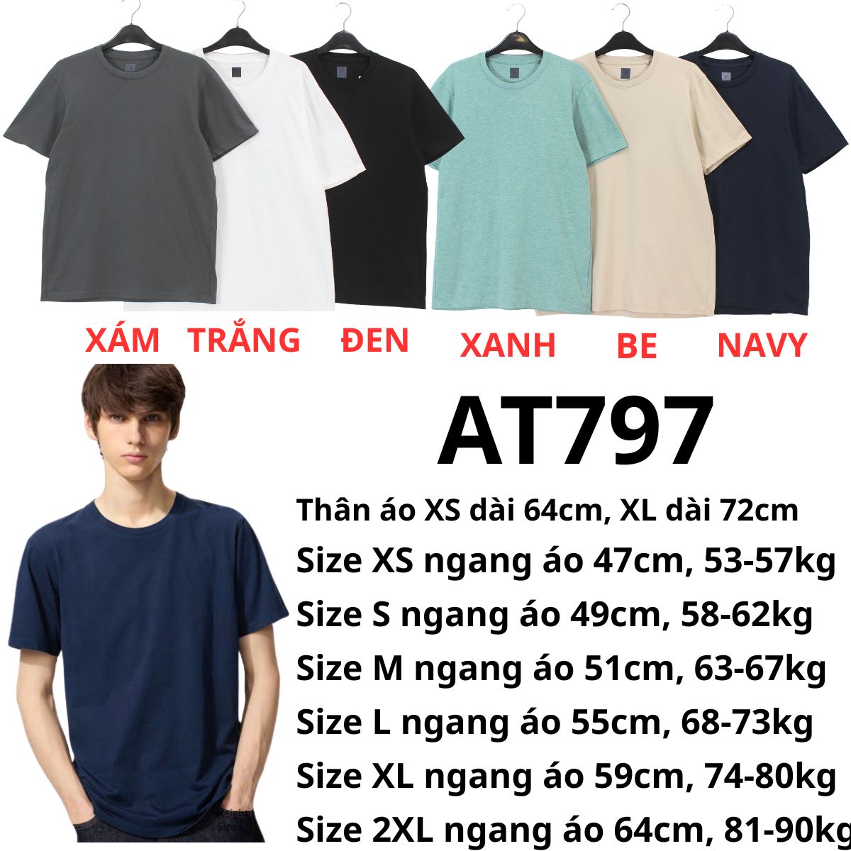 AT797- ÁO THUN NAM UNI