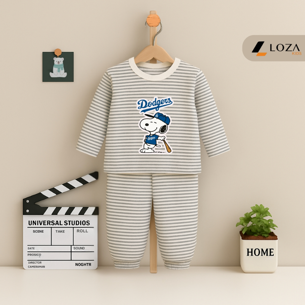 Bộ Thu - Đông kẻ bé trai in hình Snoopy - Loza TK549_thumbnail_2