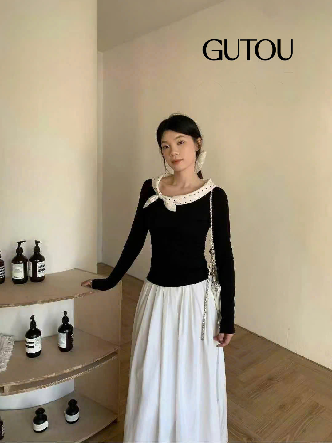 [ GUTOU ] Áo Thun Ôm Dài Tay Dotty Tie_thumbnail_6