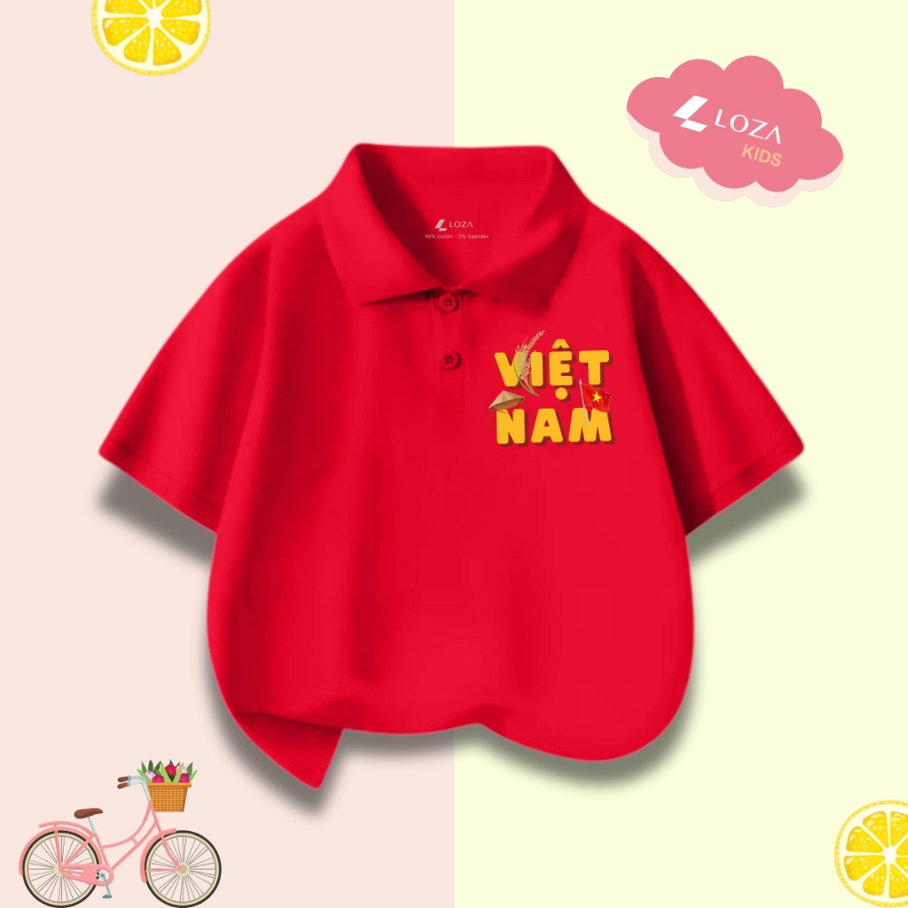 Áo polo trẻ em in hình 