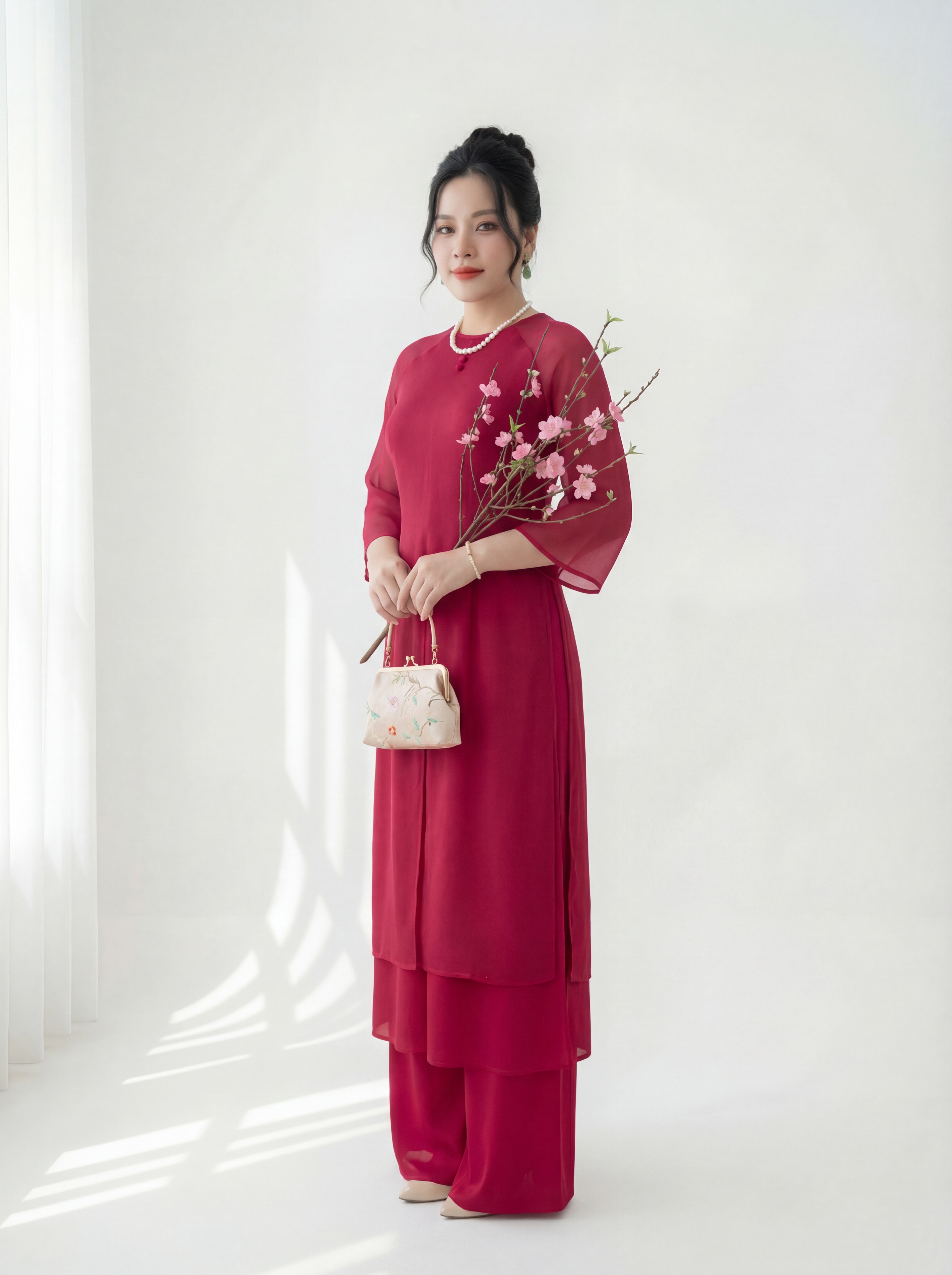 BIGSIZE NỮ- Áo dài xẻ tà giữa V-AD022