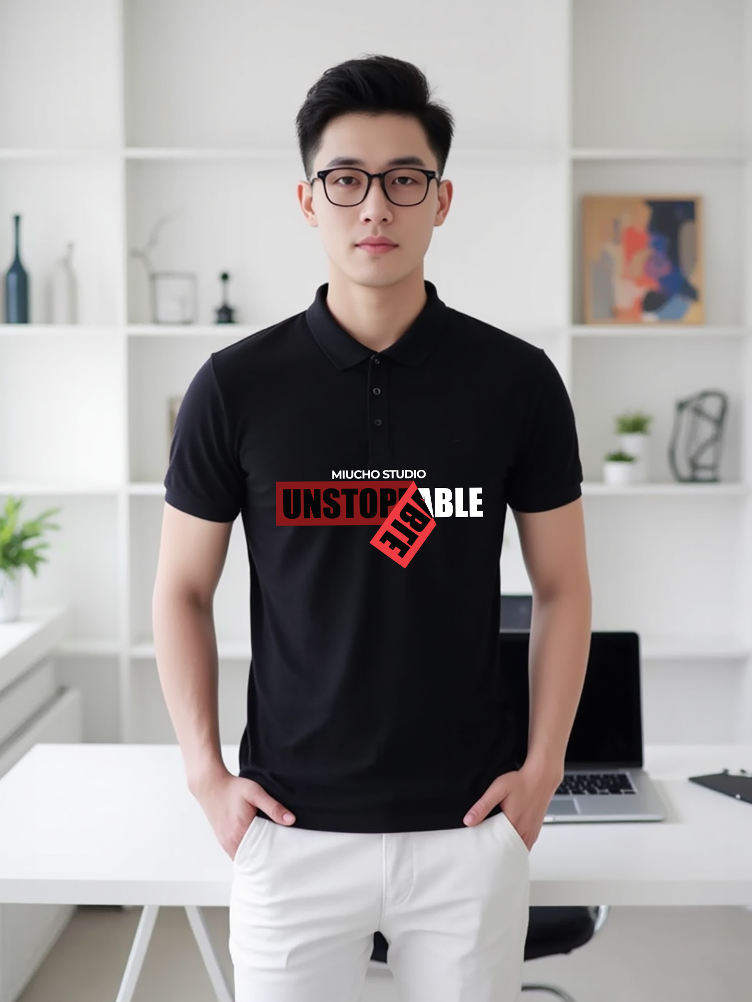 Áo polo nam đẹp form vừa 2066 Miucho Iconic cổ trụ vải cá sấu polyester thoáng mát in typography_thumbnail_6