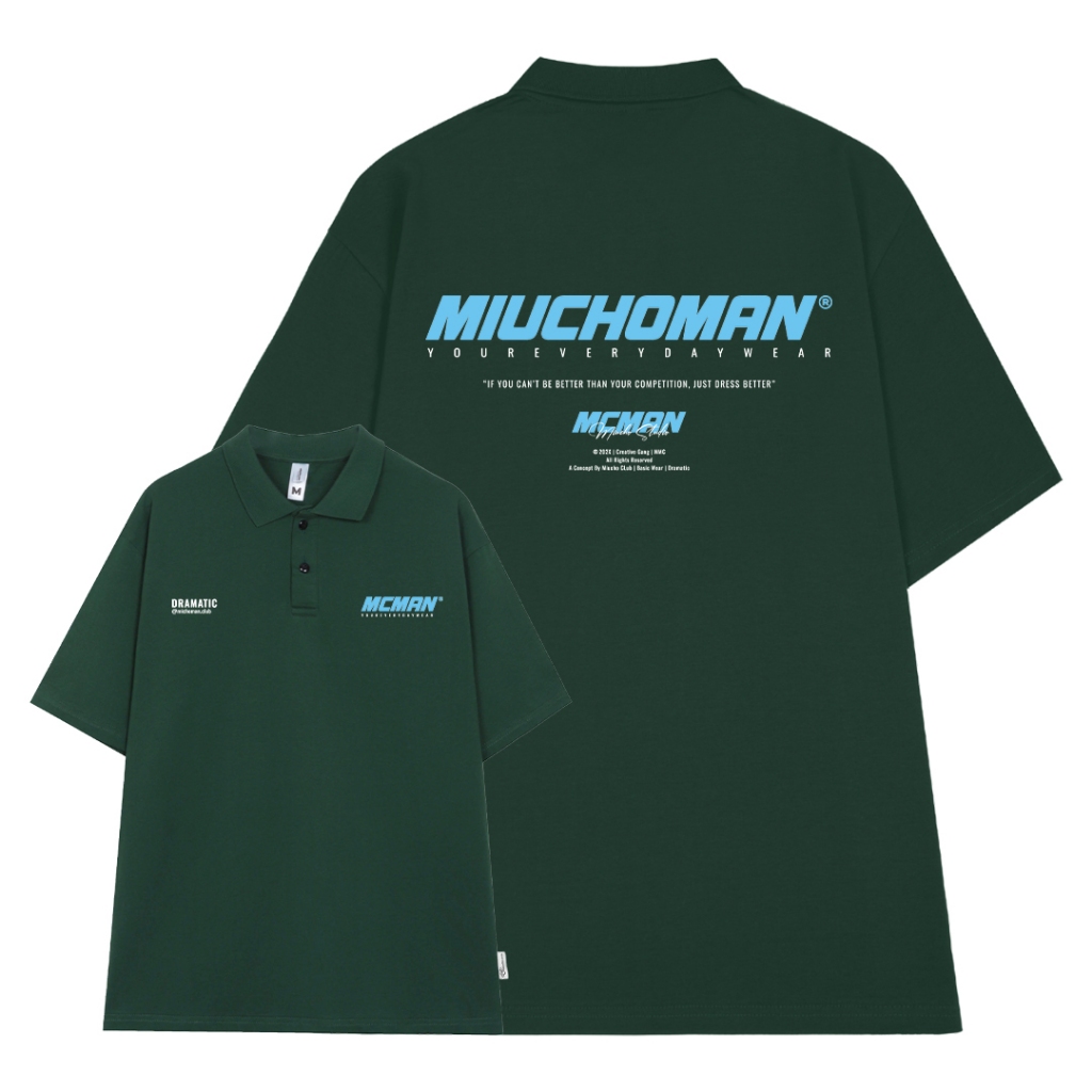 Áo polo nam form rộng PLD390 Miucho Man cotton cổ trụ in typography_thumbnail_6