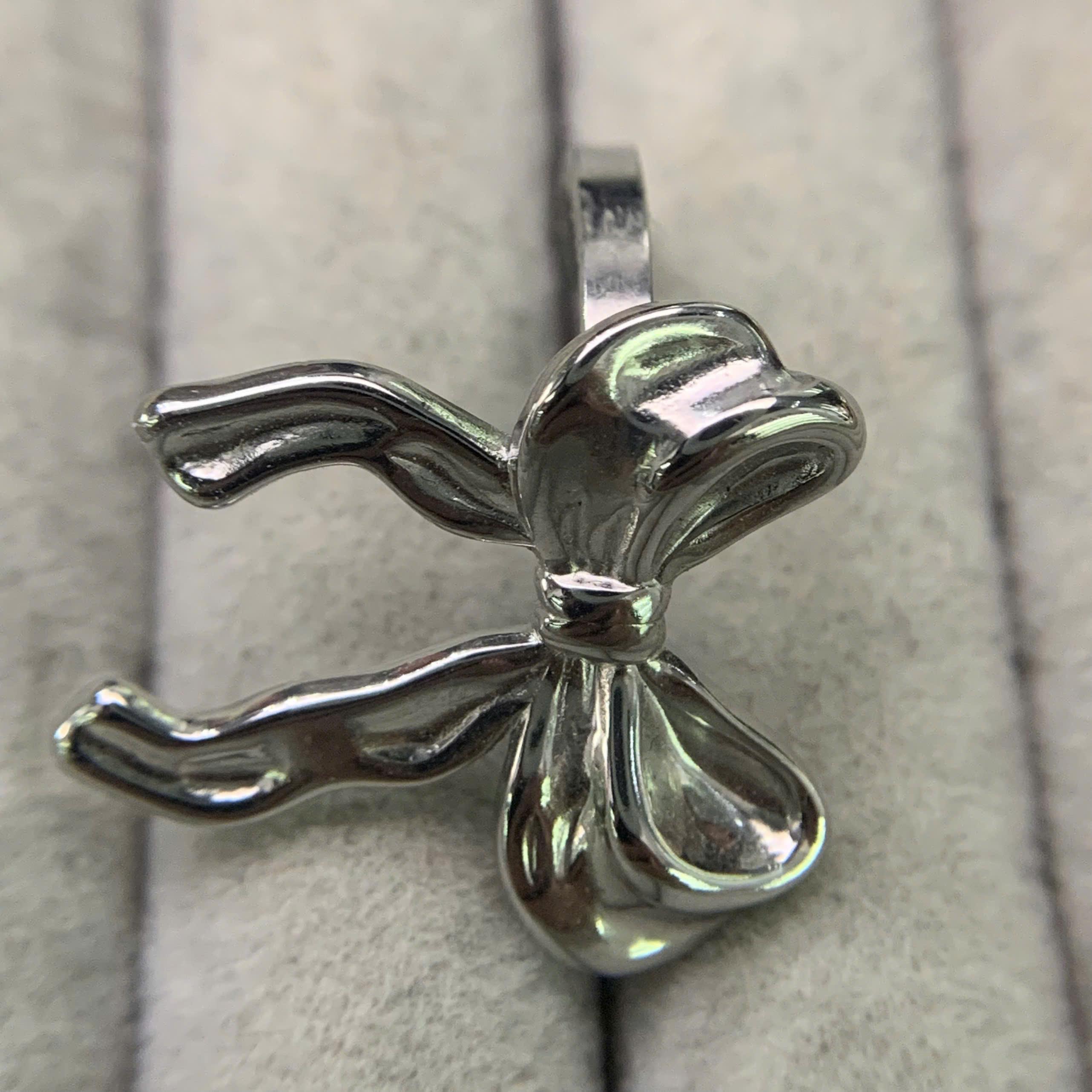 nhẫn kiểu titan nơ bạc to ruy băng hở freesize _thumbnail_1