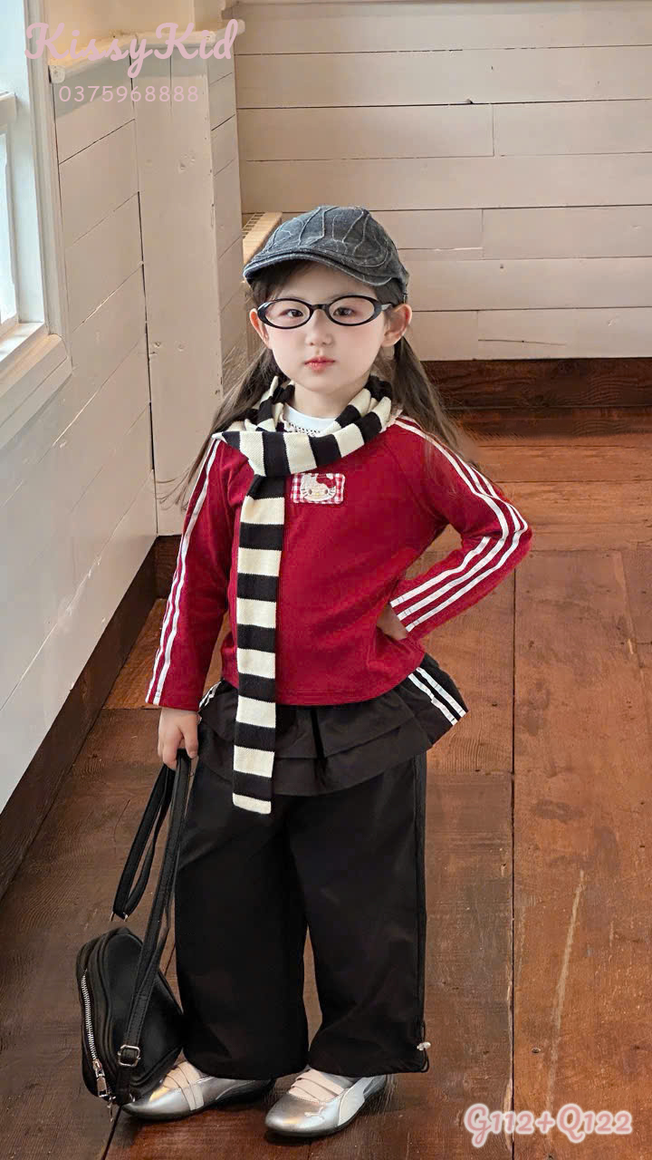 (Q122) Quần thô viền bèo kẻ sọc màu đen Xing Xing_thumbnail_0