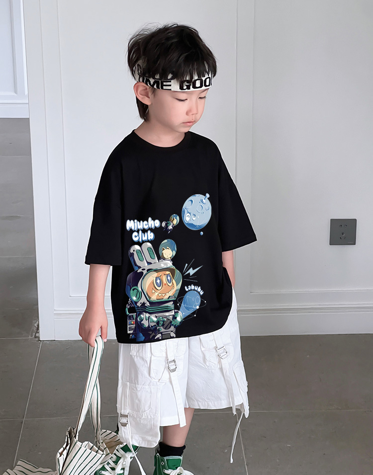 Áo thun bé trai labubu form rộng AED1497 Miucho Kid vải cotton thoáng mát cổ tròn in artwork_thumbnail_3