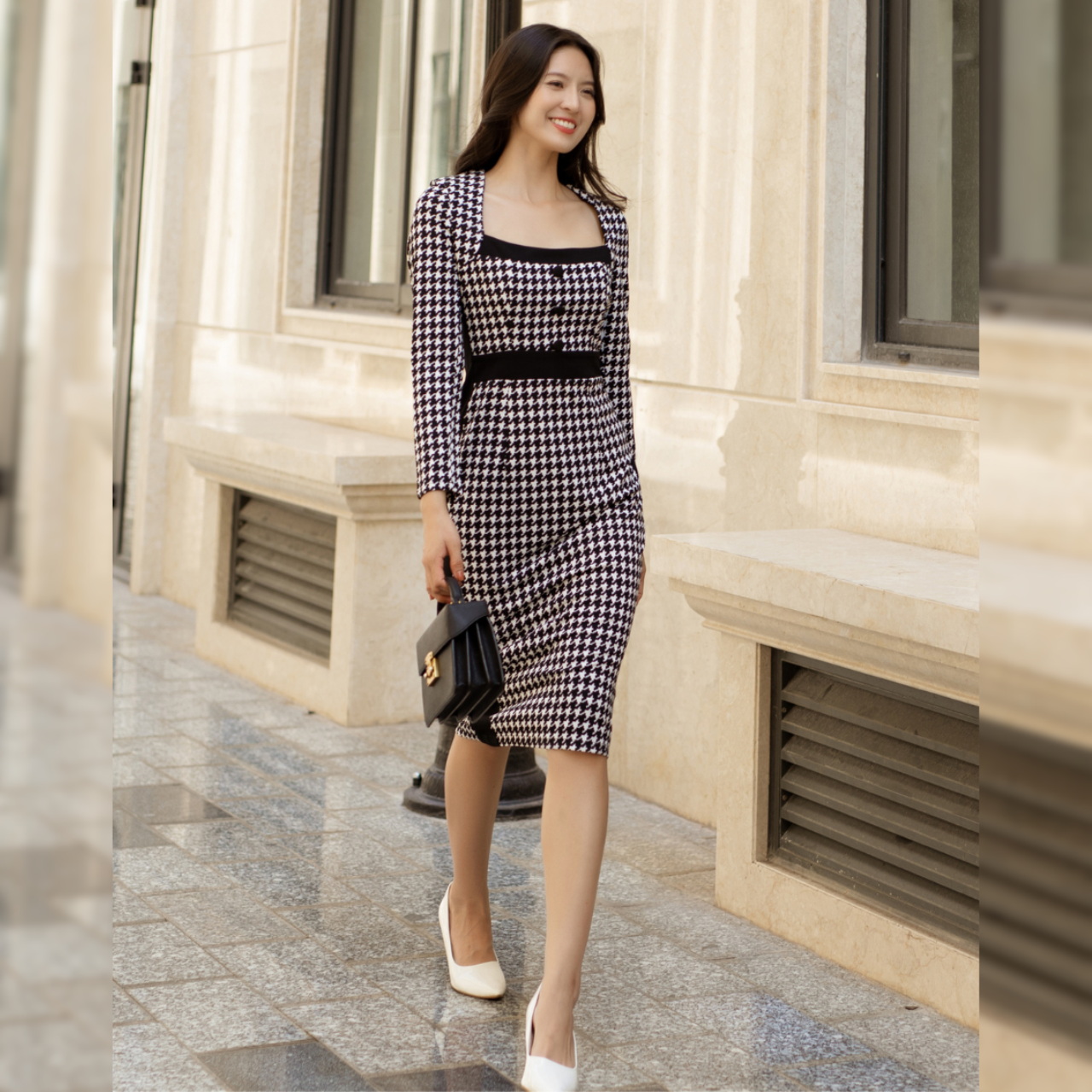 Đầm body họa tiết ziczac sang trọng