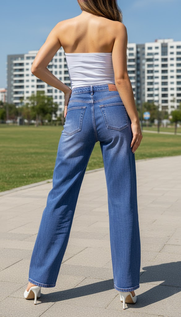 Quần Jean ống rộng Basic Túi trơn_thumbnail_1