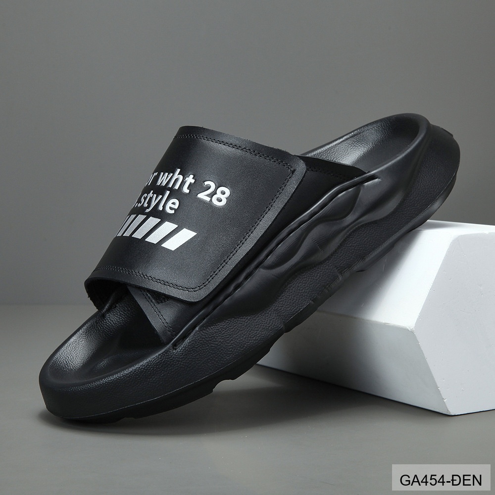 GA454 - Dép xỏ ngón nam thời trang đế dày êm chân, da bò lớp đầu, trắng đen_thumbnail_12