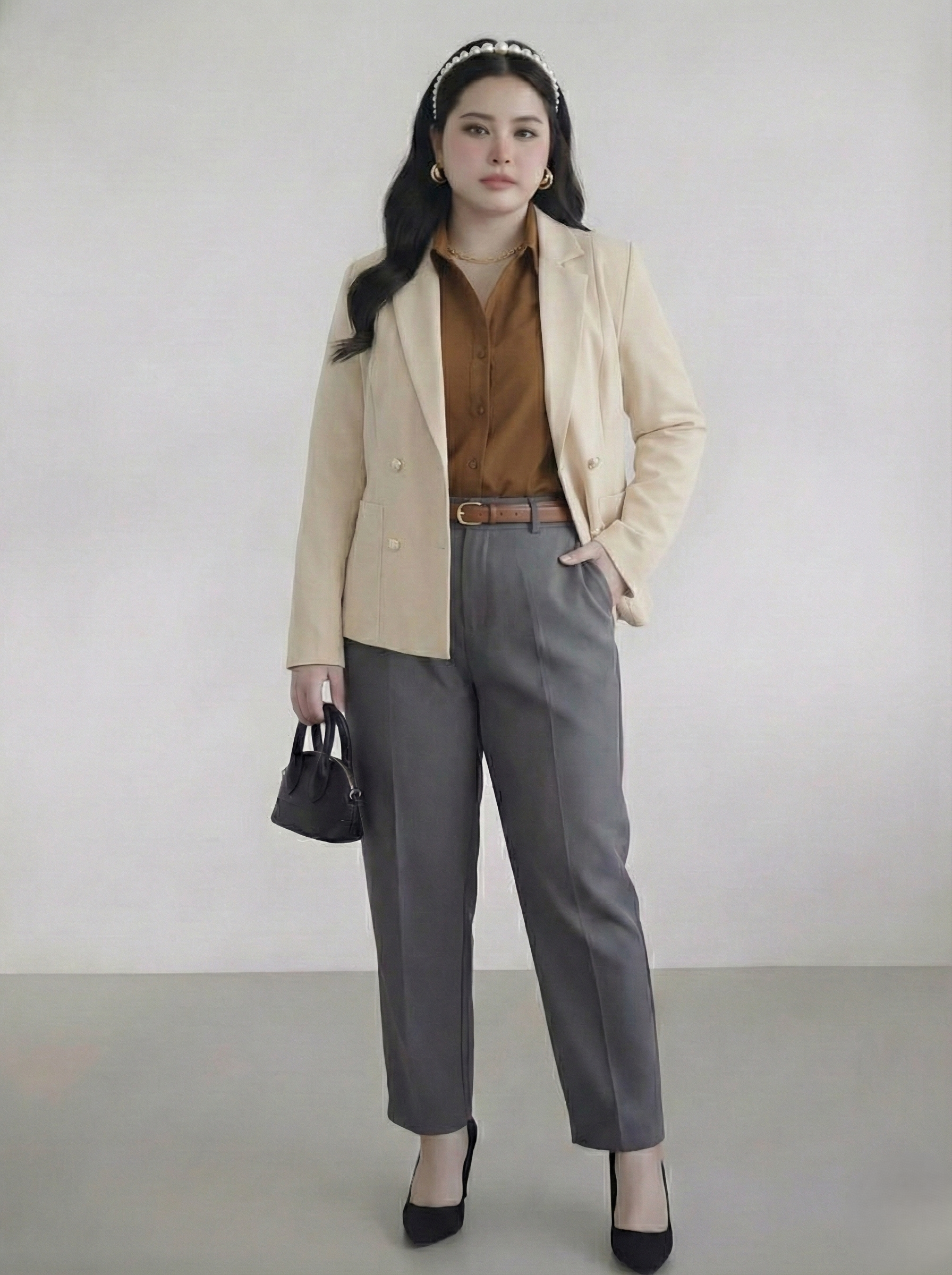 Áo blazer 2 lớp phối nút bigsize AK088