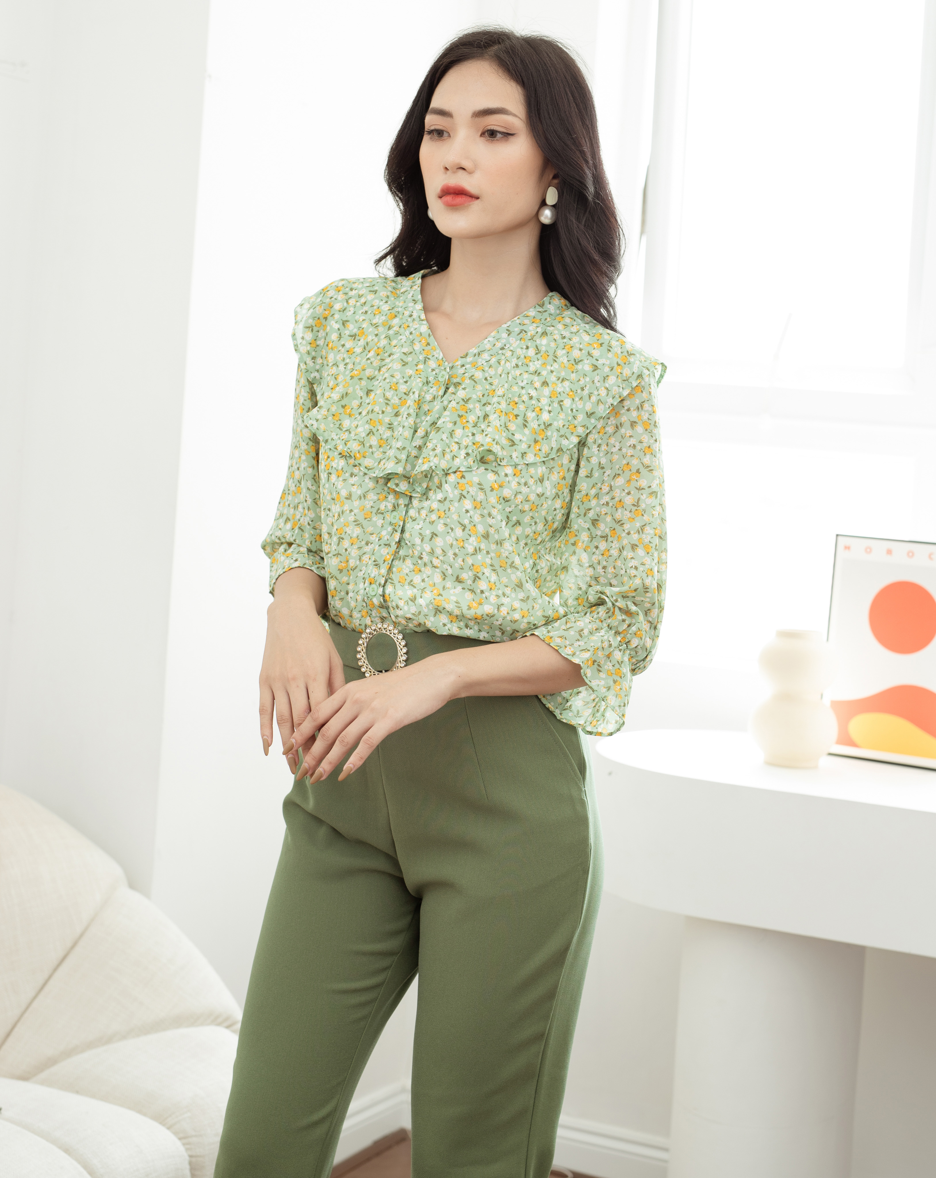 Áo kiểu cổ Bèo ngực tiểu thư tay lỡ_thumbnail_5