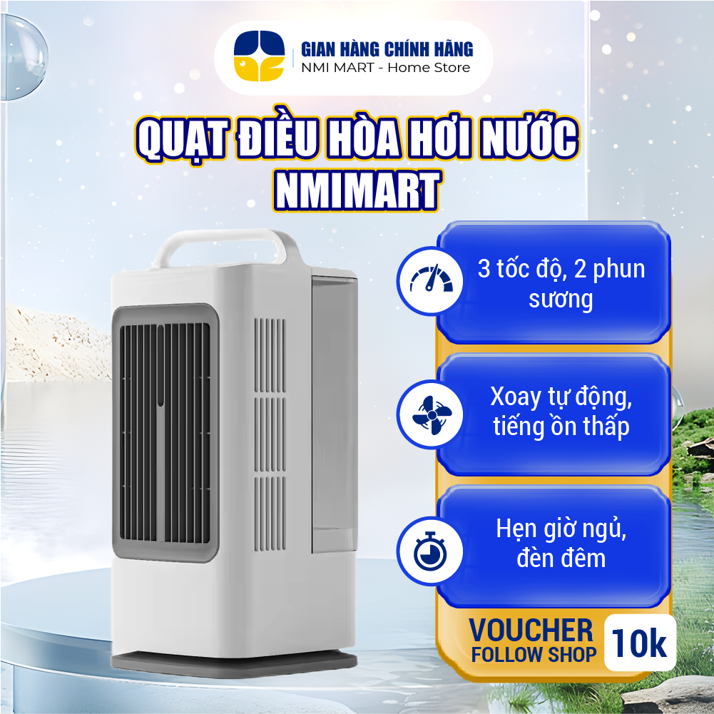 Quạt Điều Hòa Hơi Nước NMIMART 3 Chế Độ Gió Mát, Dung Tích 1.7L, Quay 180 Độ, Phun Sương Mát Lạnh - 28084059704