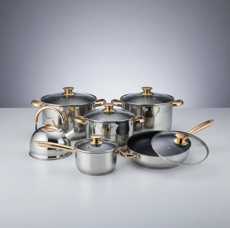 Batería de Cocina Kaisa Villa 12 Piezas - Acero Inoxidable de Alta Calidad