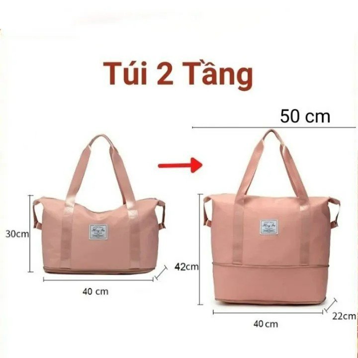 Túi du lịch 2 tầng vải nylon siêu dày chống thấm nước nhiều ngăn đựng size lớn màu trơn(TT-PO-2T)_thumbnail_6