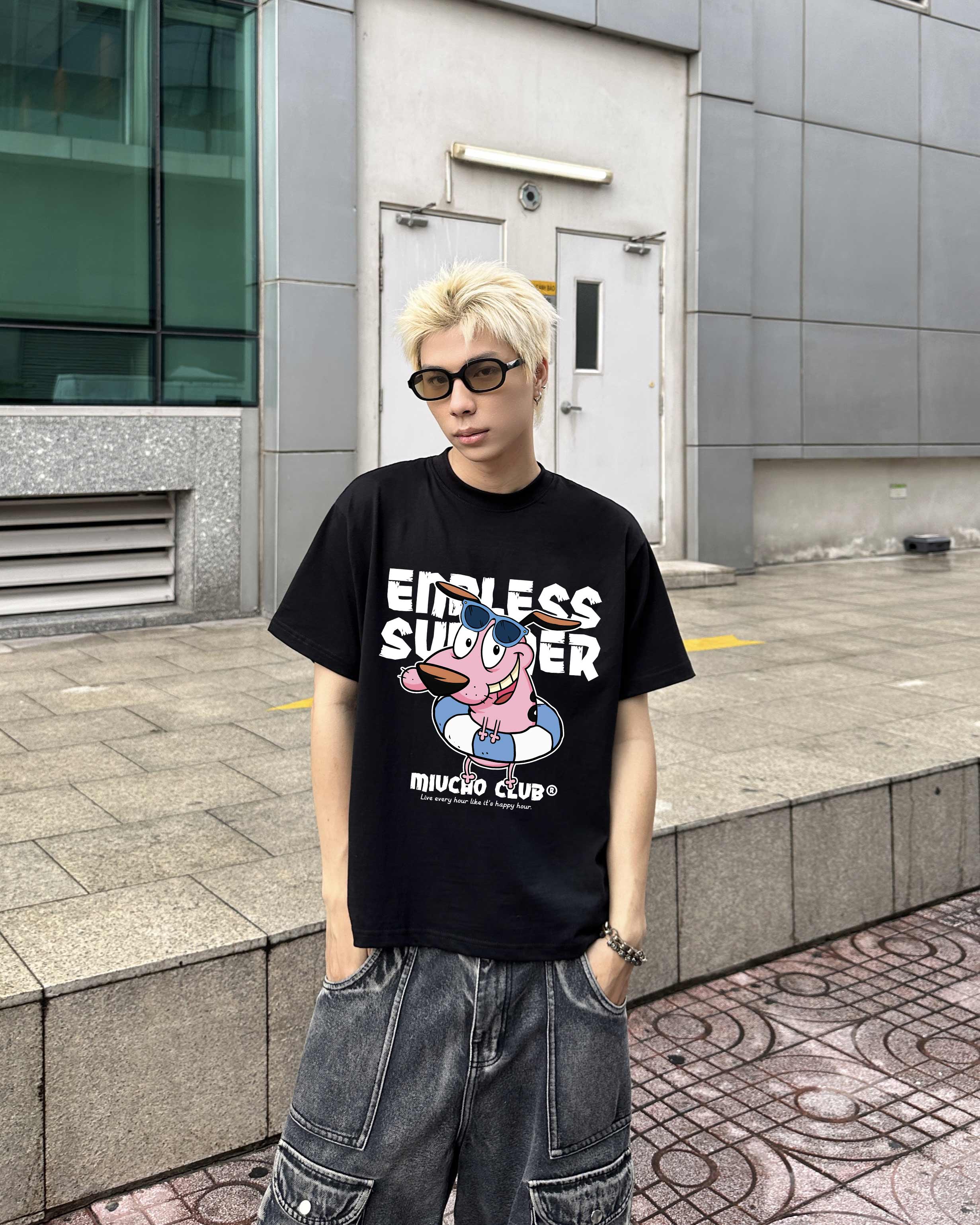 Áo phông form boxy in hoạt hình dễ thương 2359 Miucho Club cổ tròn vải cotton 2 chiều cao cấp in mix_thumbnail_6