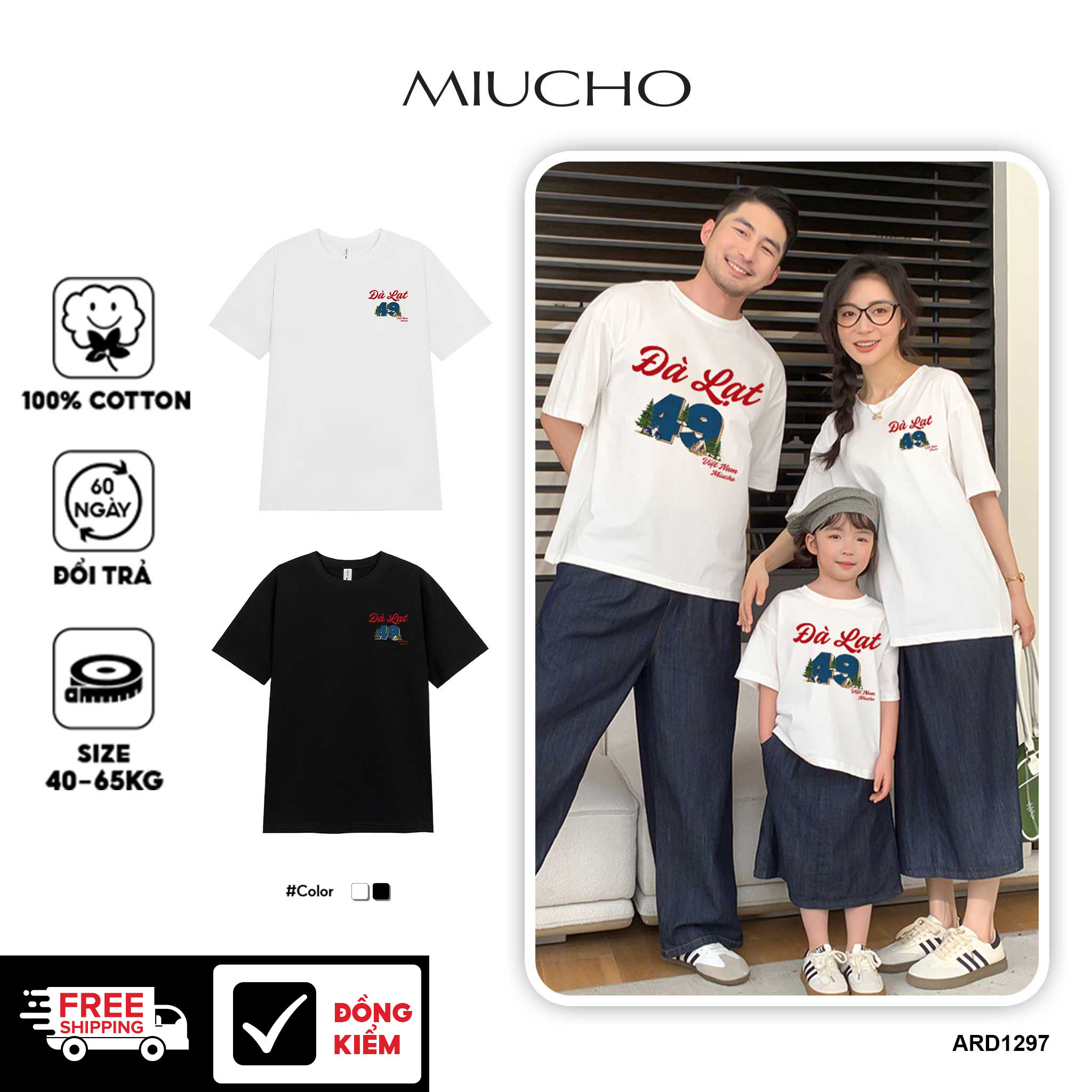 Áo thun nữ du lịch Đà Lạt form vừa regular thoáng mát ARD1297 Miucho Chic in mix_thumbnail_1