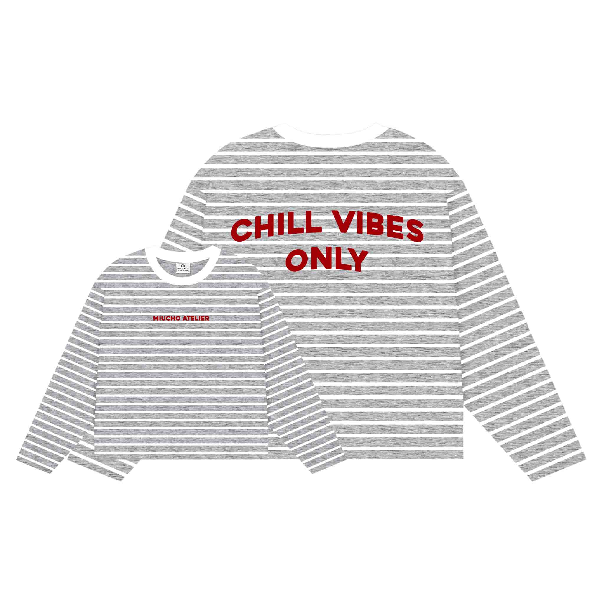 Áo thun boxy tay dài Miucho vải thun rib thoáng mát mềm mại cổ tròn Chill Vibes Only in mix 2695_thumbnail_16