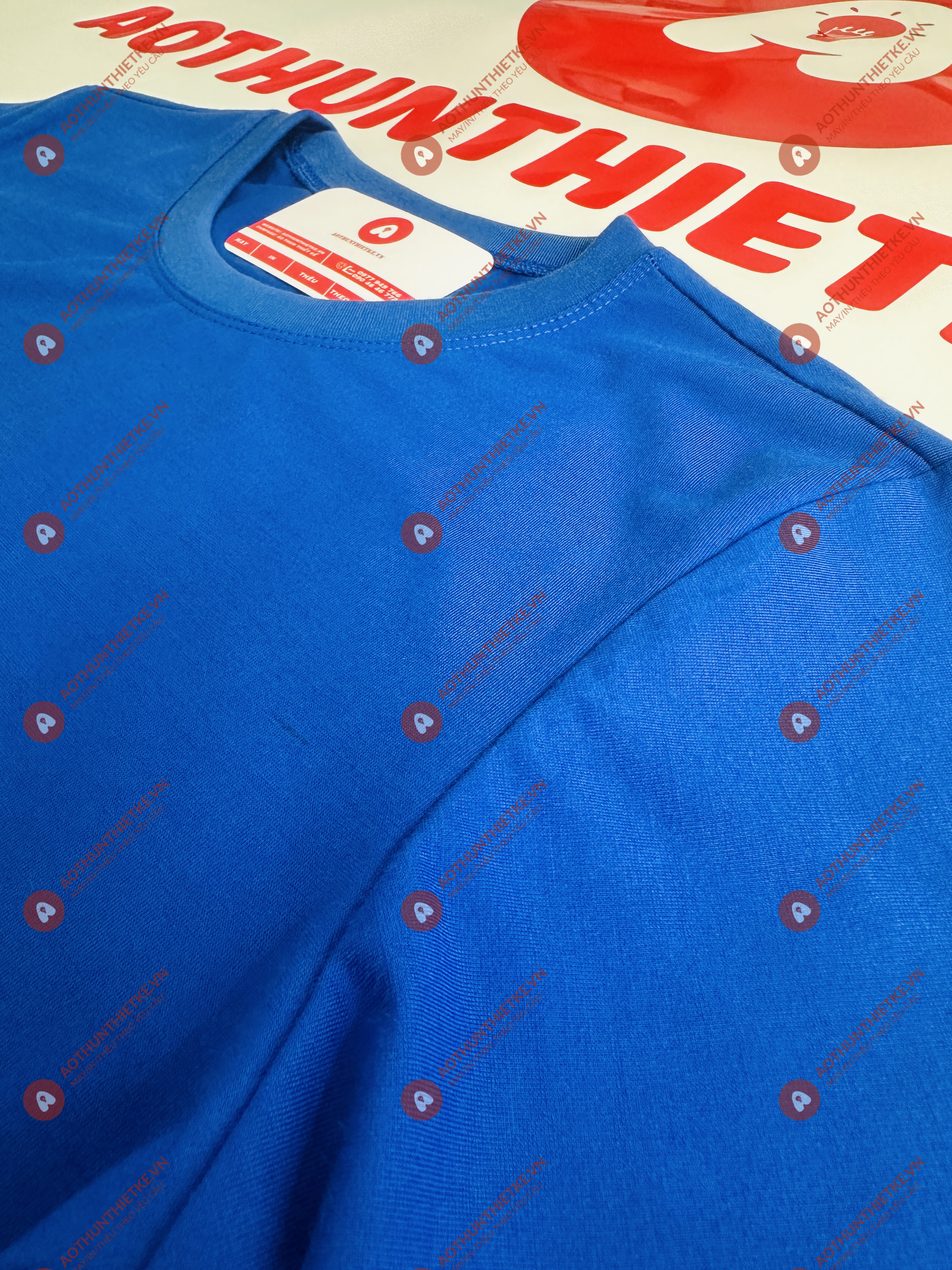 Áo Đồng Phục Cổ Tròn Xanh Bích